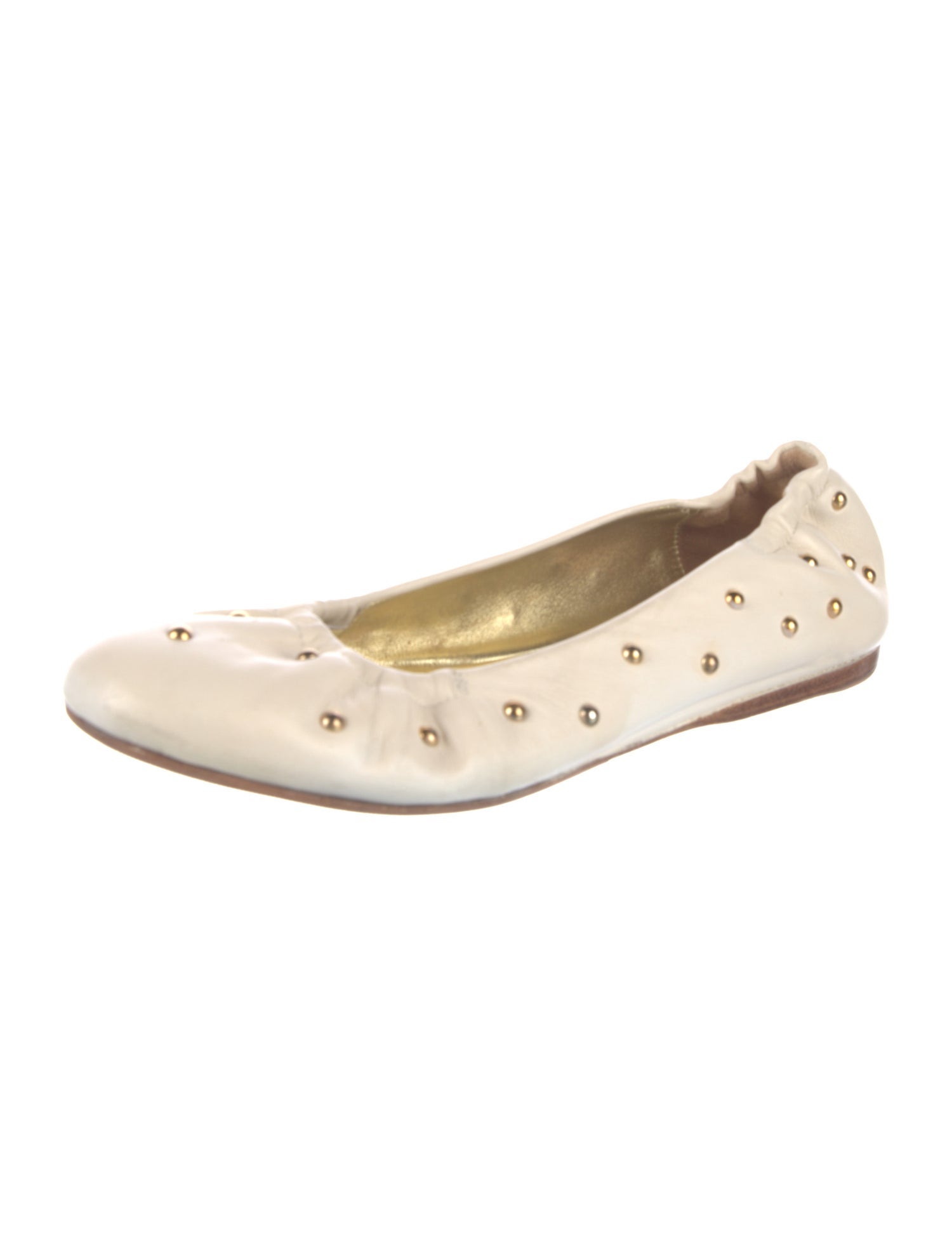 Chloé Leather Studded Accents Ballet Flats
