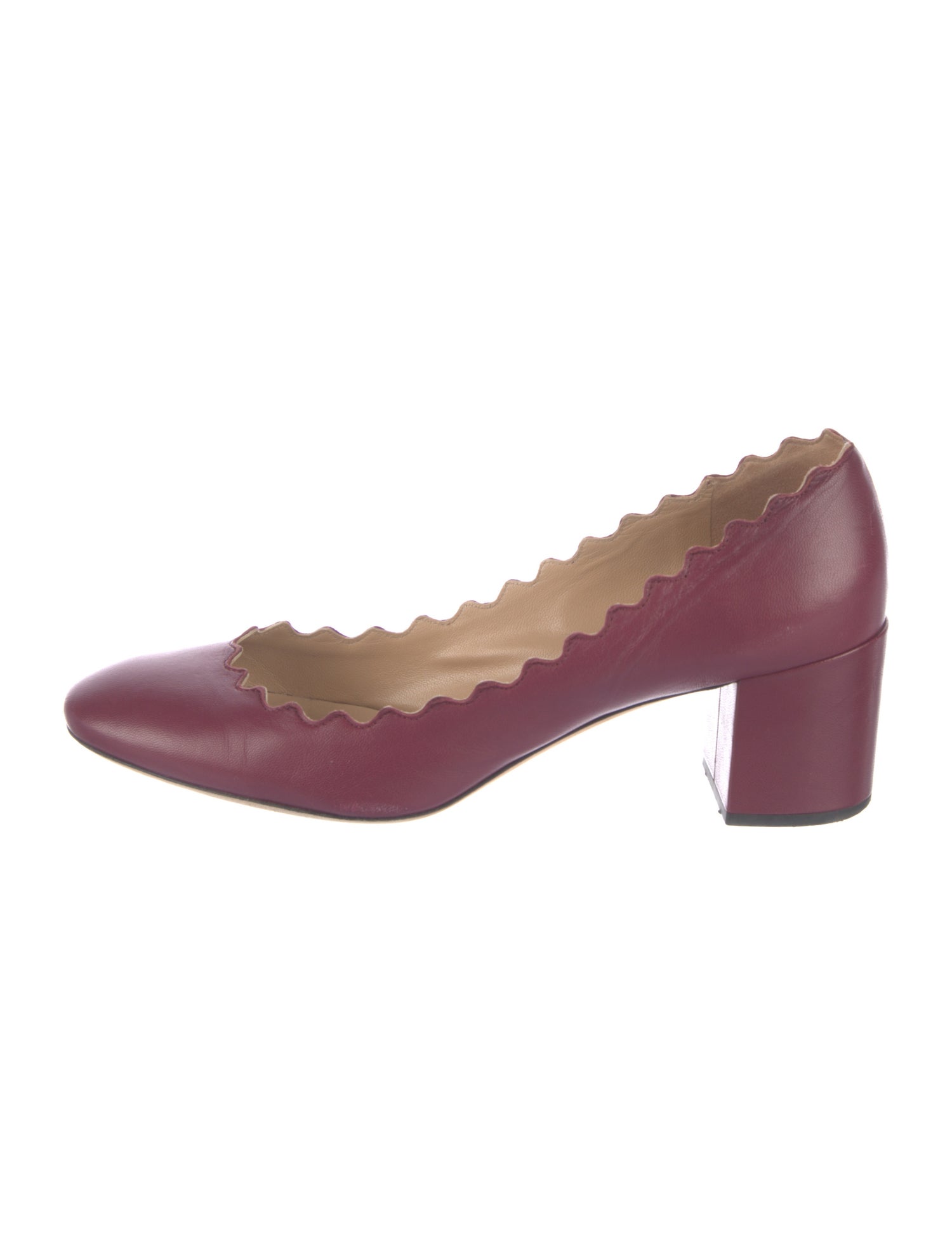 Chloé Leather Scalloped Accent Pumps