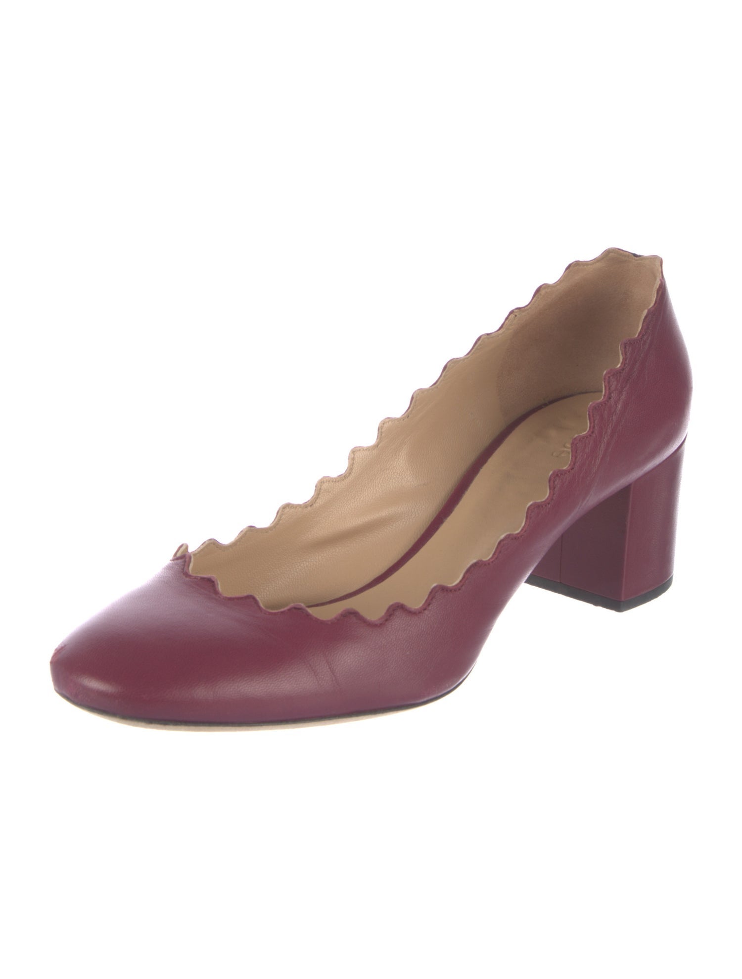 Chloé Leather Scalloped Accent Pumps