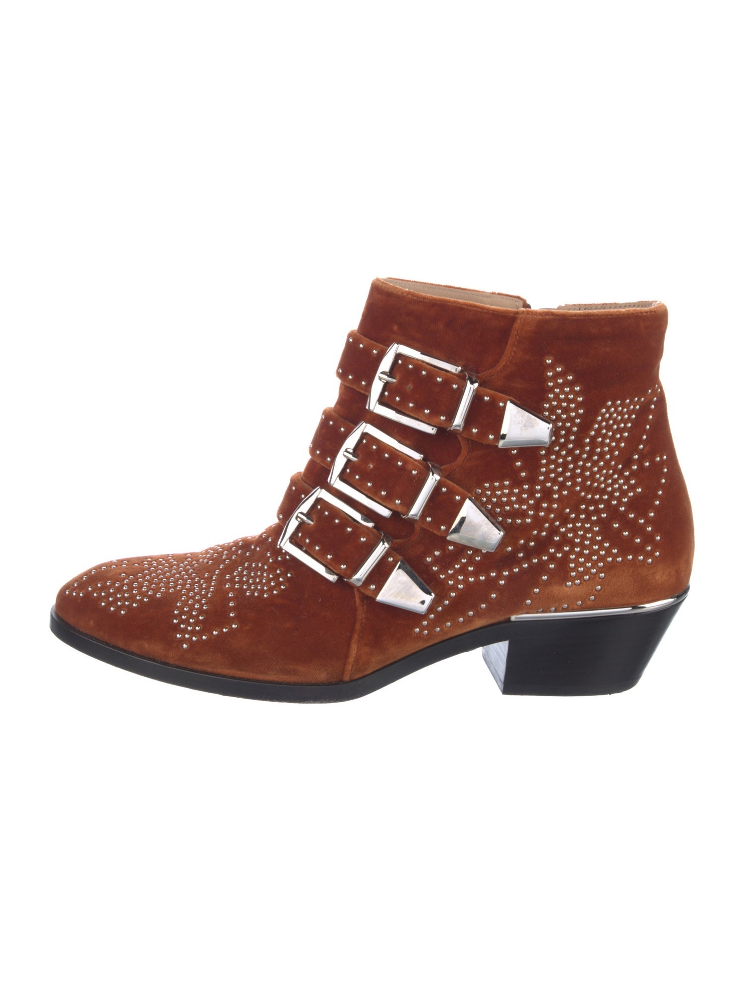 Chloé Suede Studded Accents Lace-Up Boots