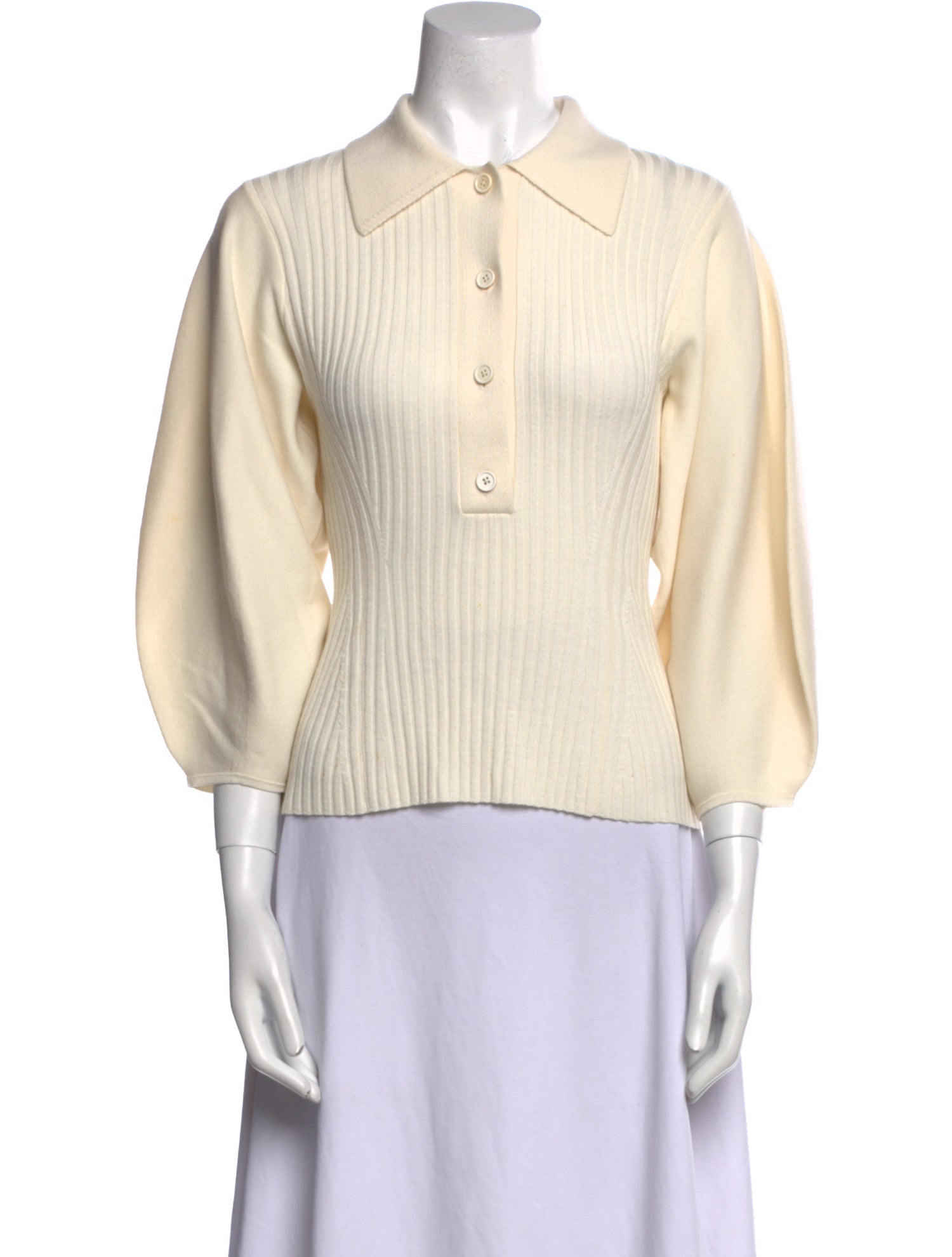 Chloé Wool Three-Quarter Sleeve Polo