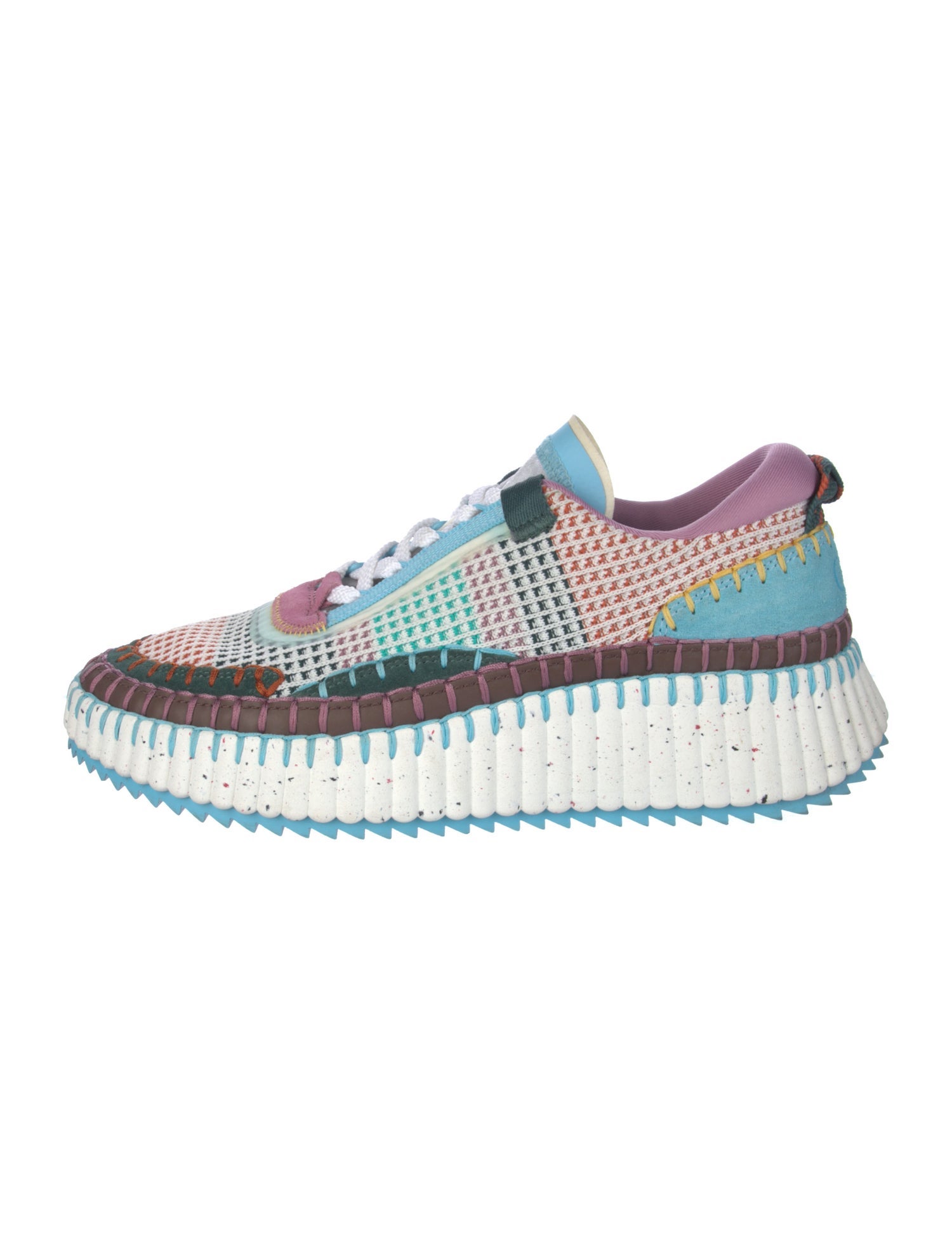 Chloé Plaid Print Embroidered Accent Sneakers