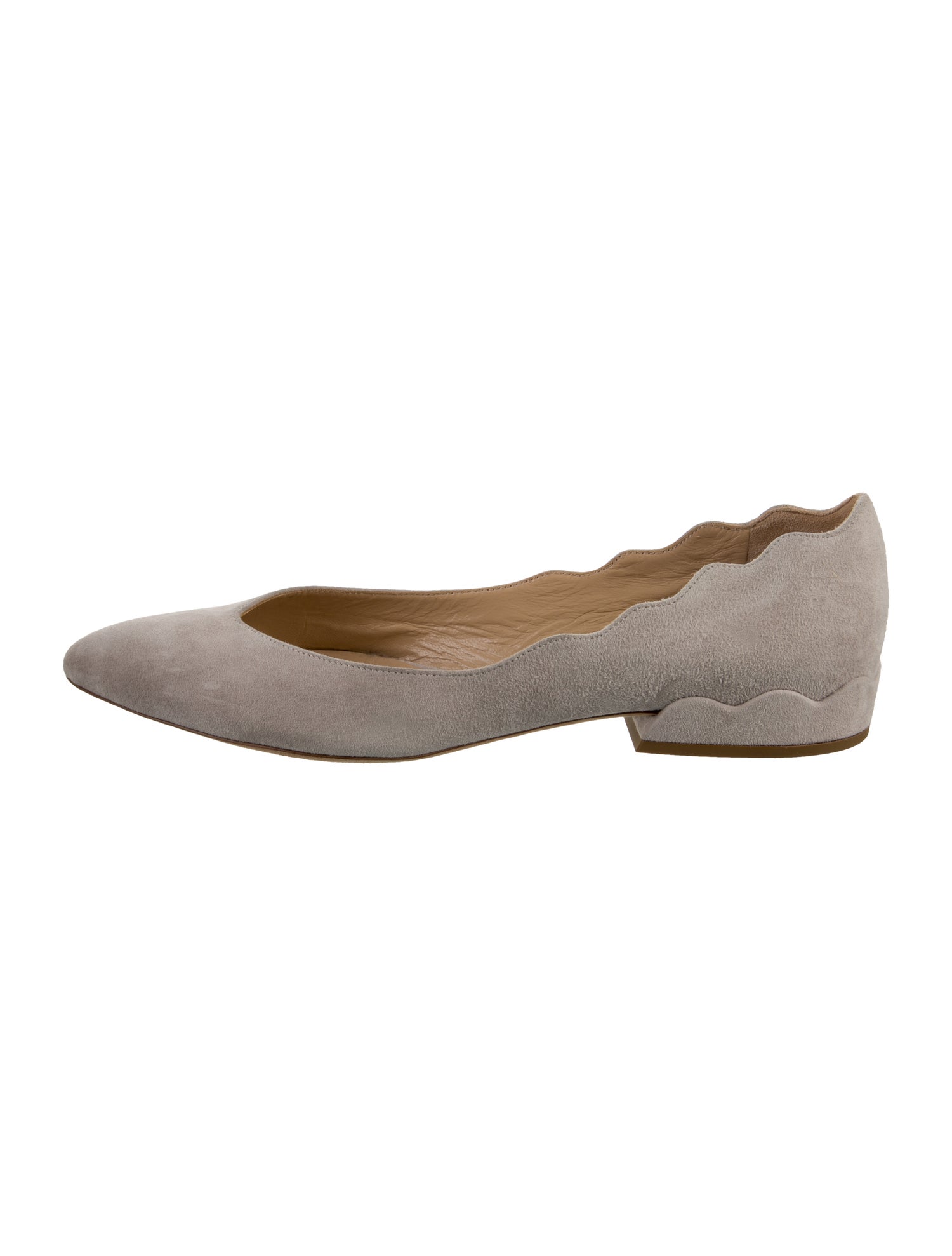 Chloé Suede Scalloped Accent Ballet Flats