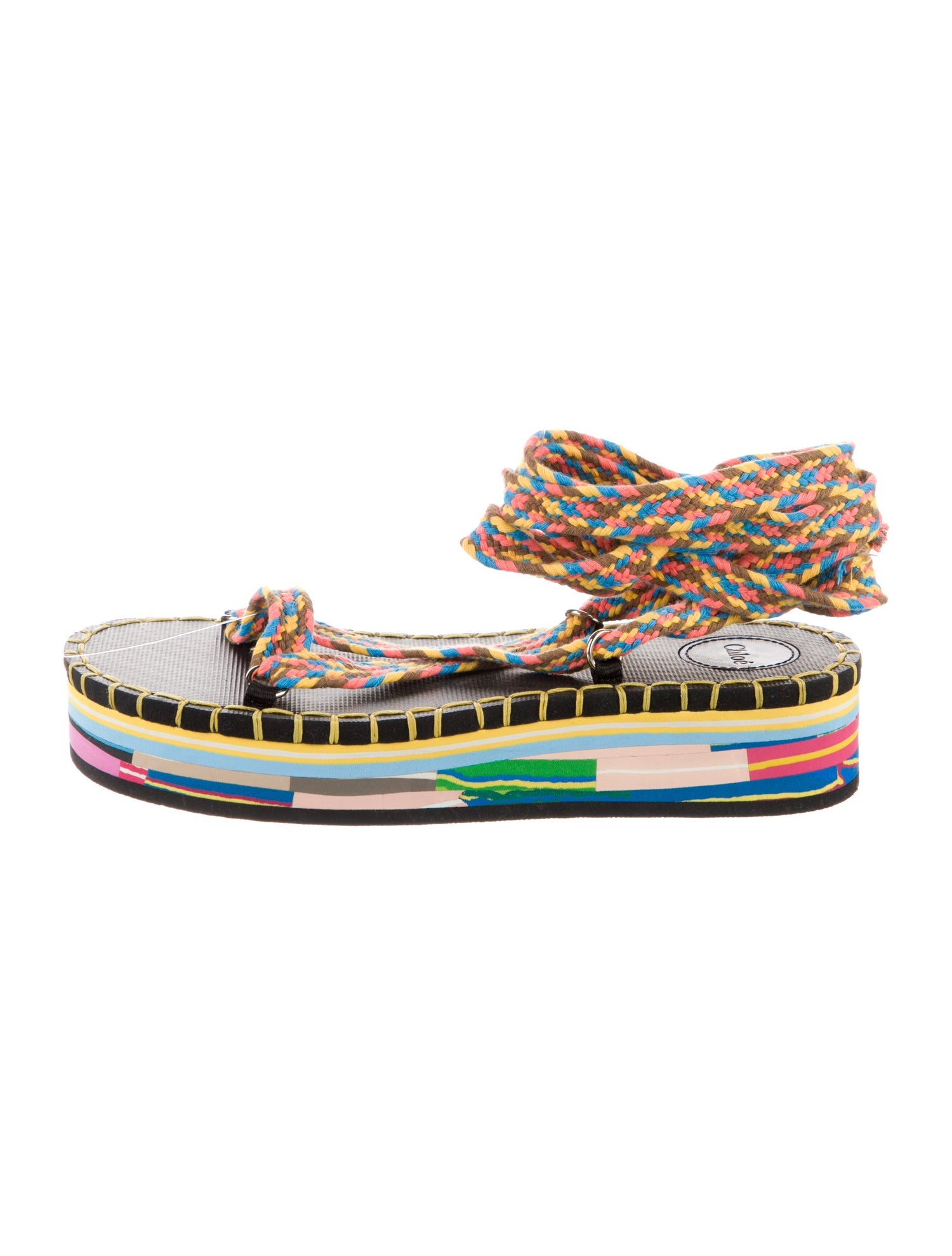 Chloé Printed Whipstitch Trim Sandals