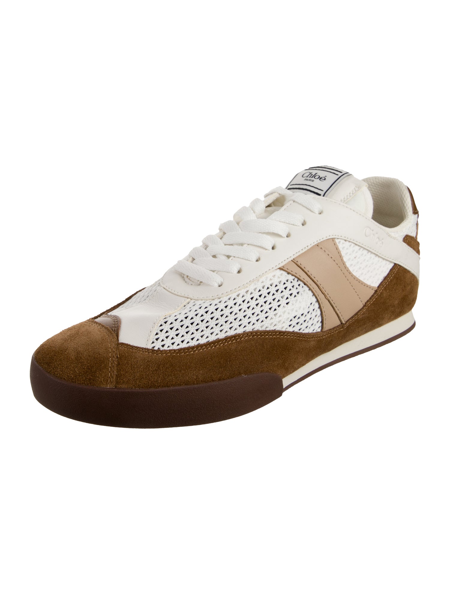 Chloé Leather Colorblock Pattern Sneakers