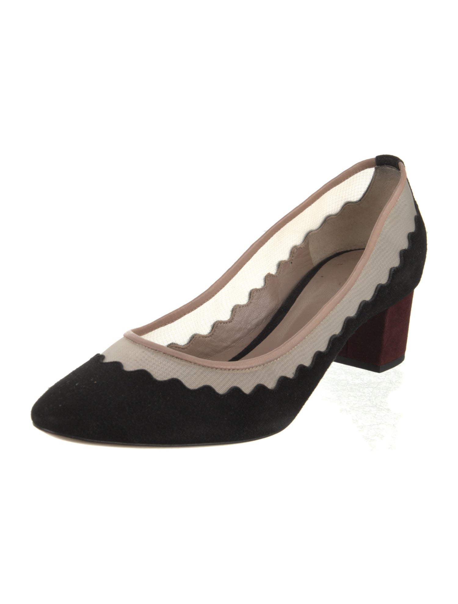 Chloé Suede Colorblock Pattern Pumps