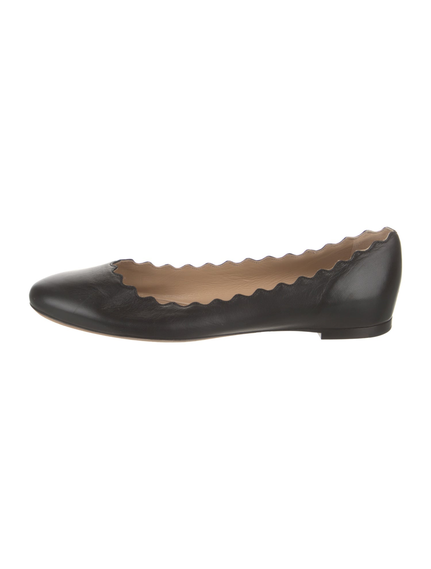 Chloé Leather Scalloped Accent Ballet Flats
