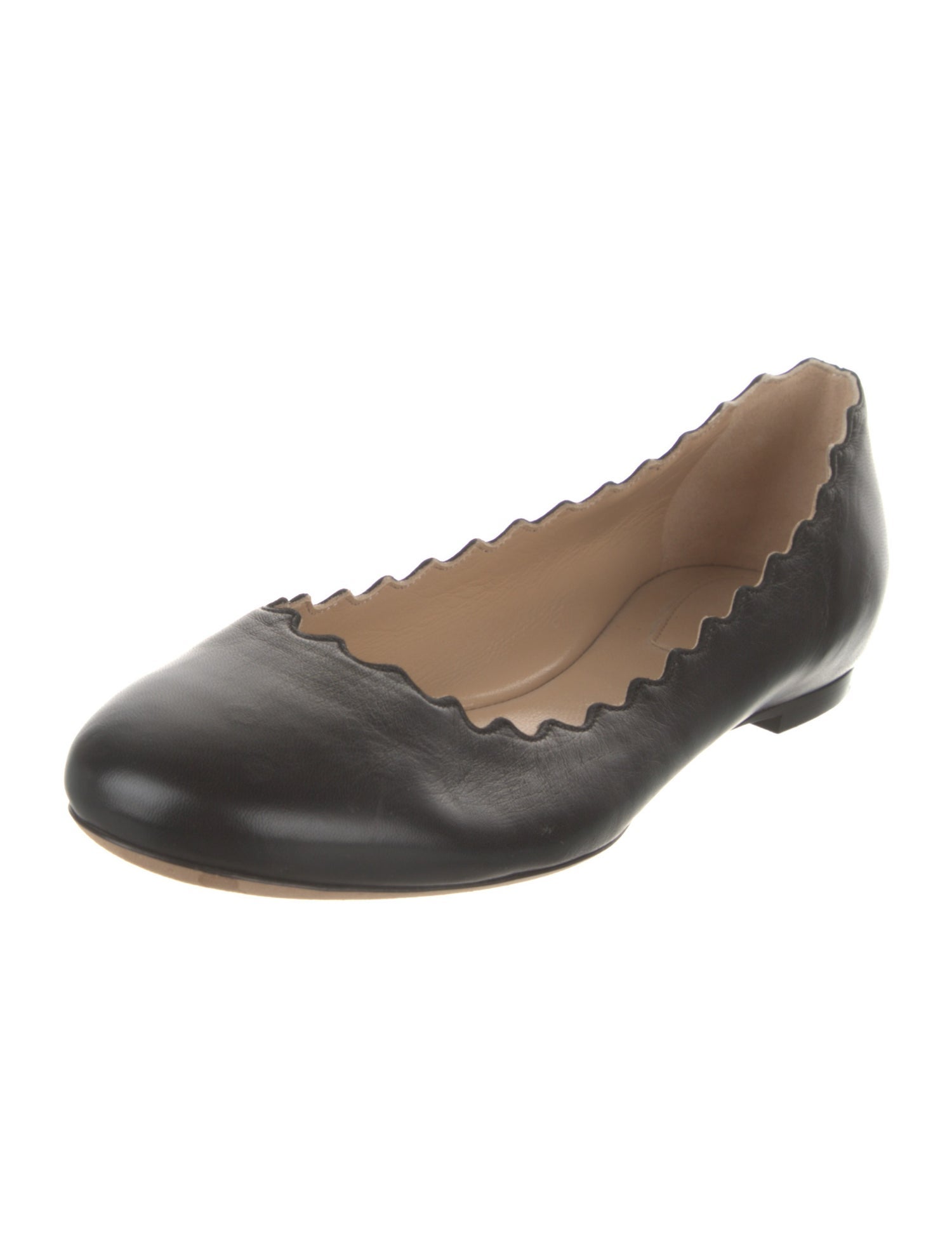 Chloé Leather Scalloped Accent Ballet Flats