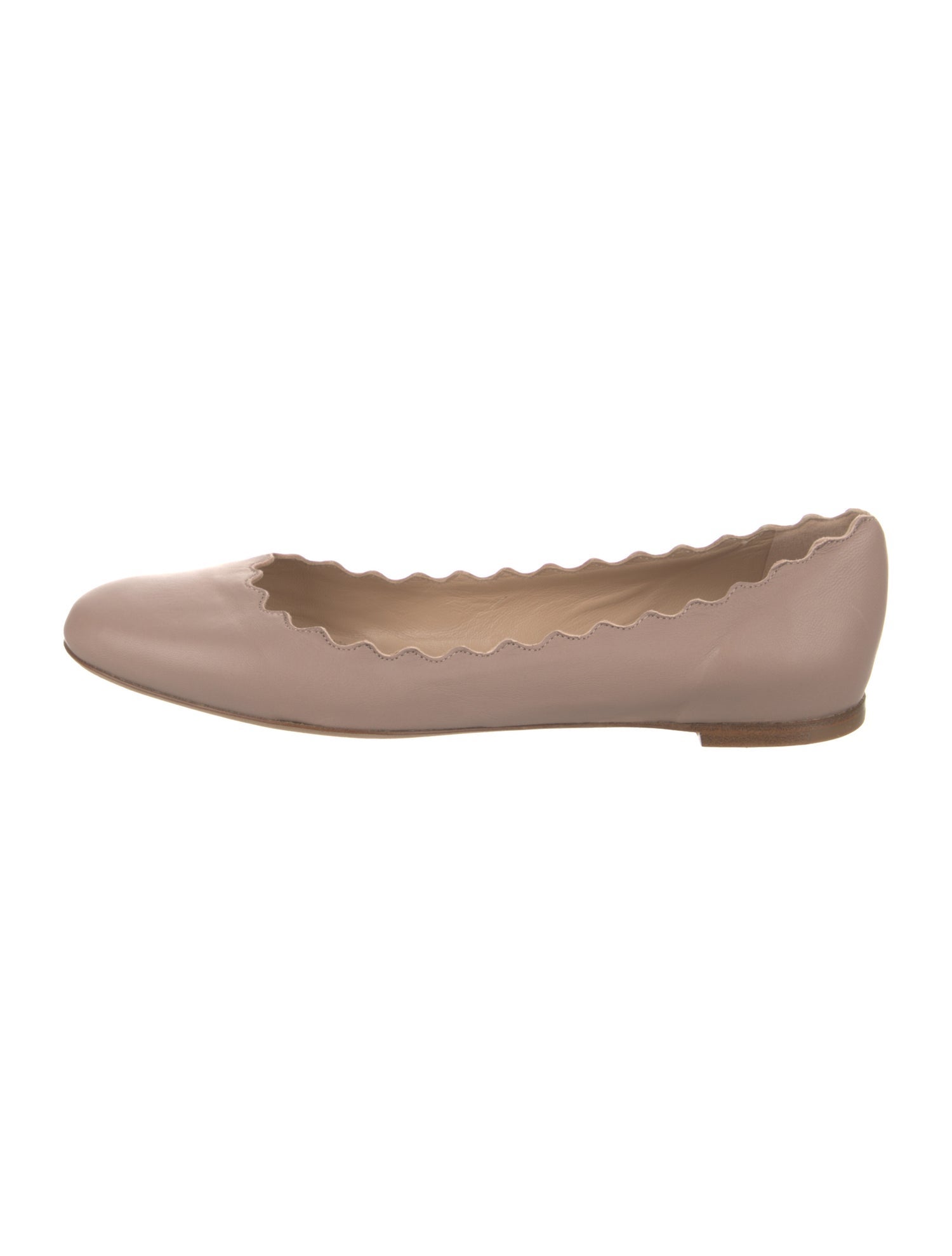 Chloé Leather Scalloped Accent Ballet Flats