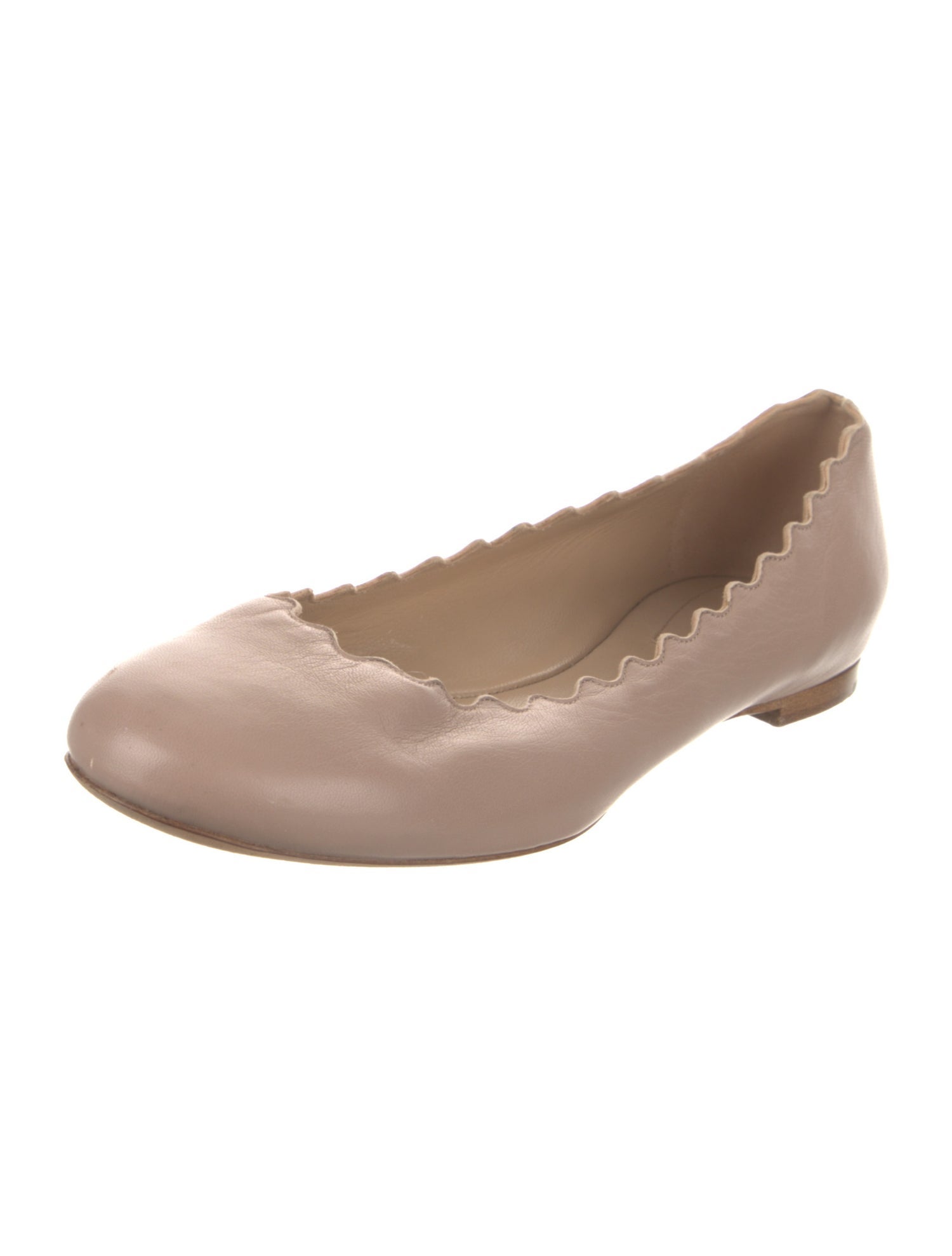 Chloé Leather Scalloped Accent Ballet Flats