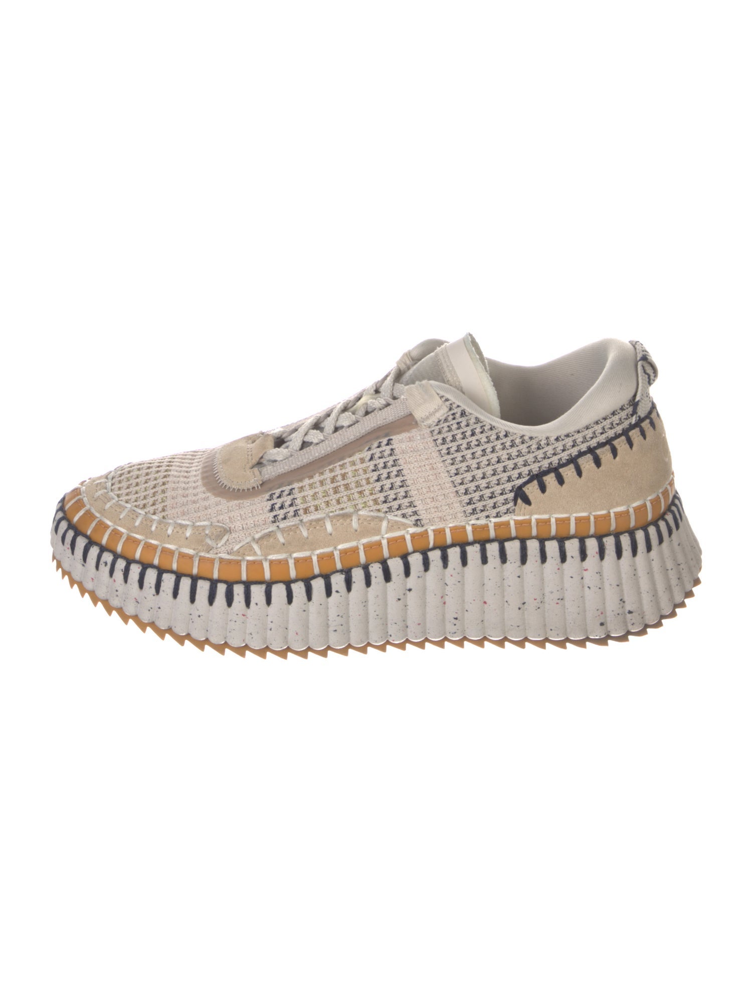 Chloé Plaid Print Whipstitch Trim Sneakers