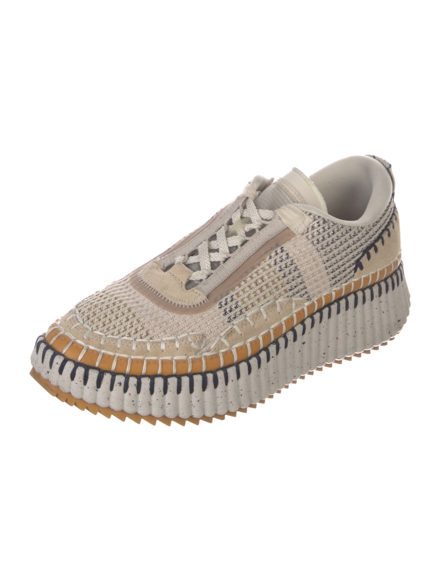 Chloé Plaid Print Whipstitch Trim Sneakers