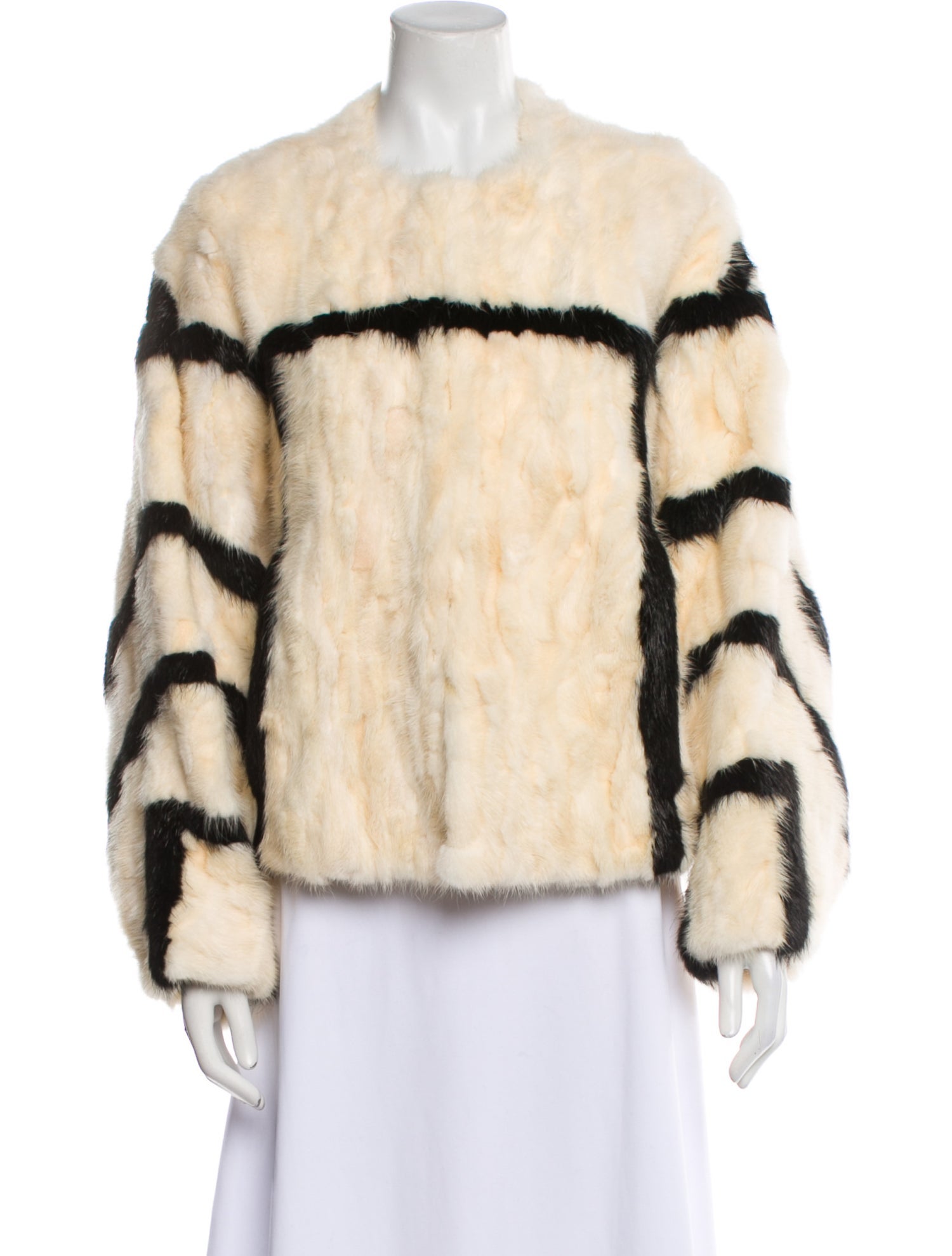 Chloé Mink Colorblock Pattern Fur Jacket