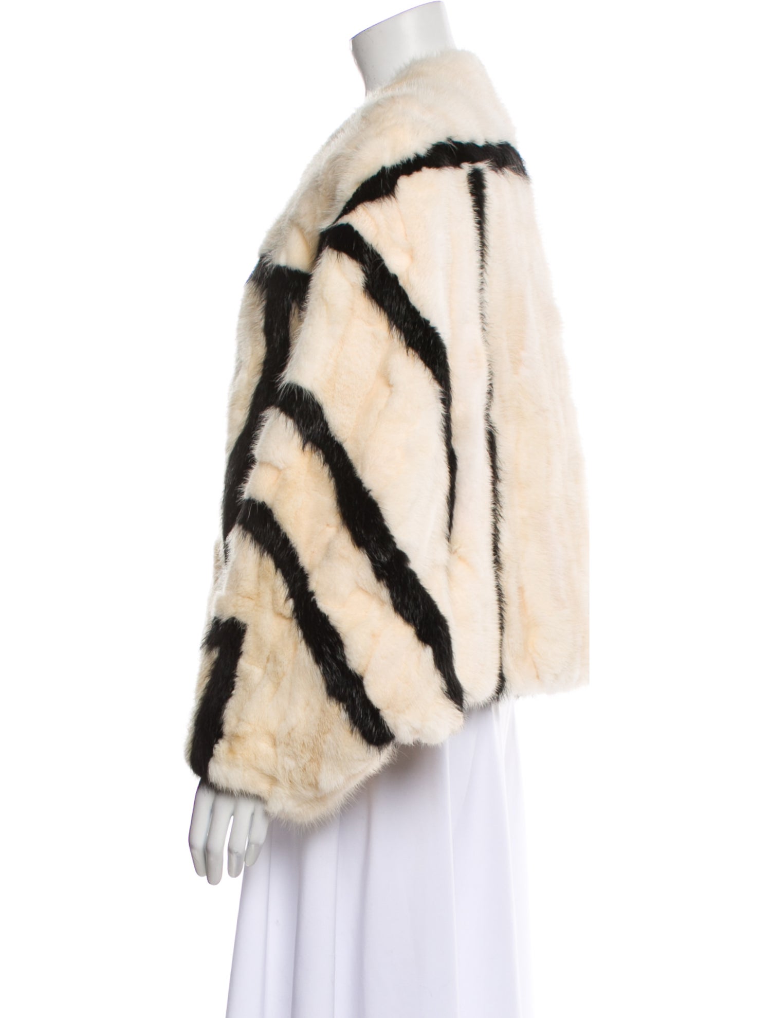 Chloé Mink Colorblock Pattern Fur Jacket