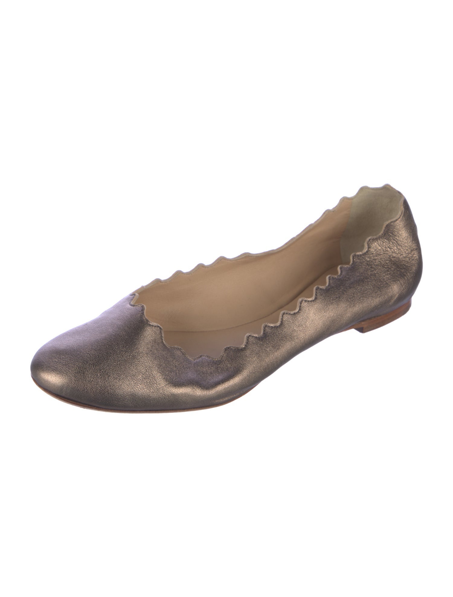 Chloé Leather Scalloped Accent Ballet Flats