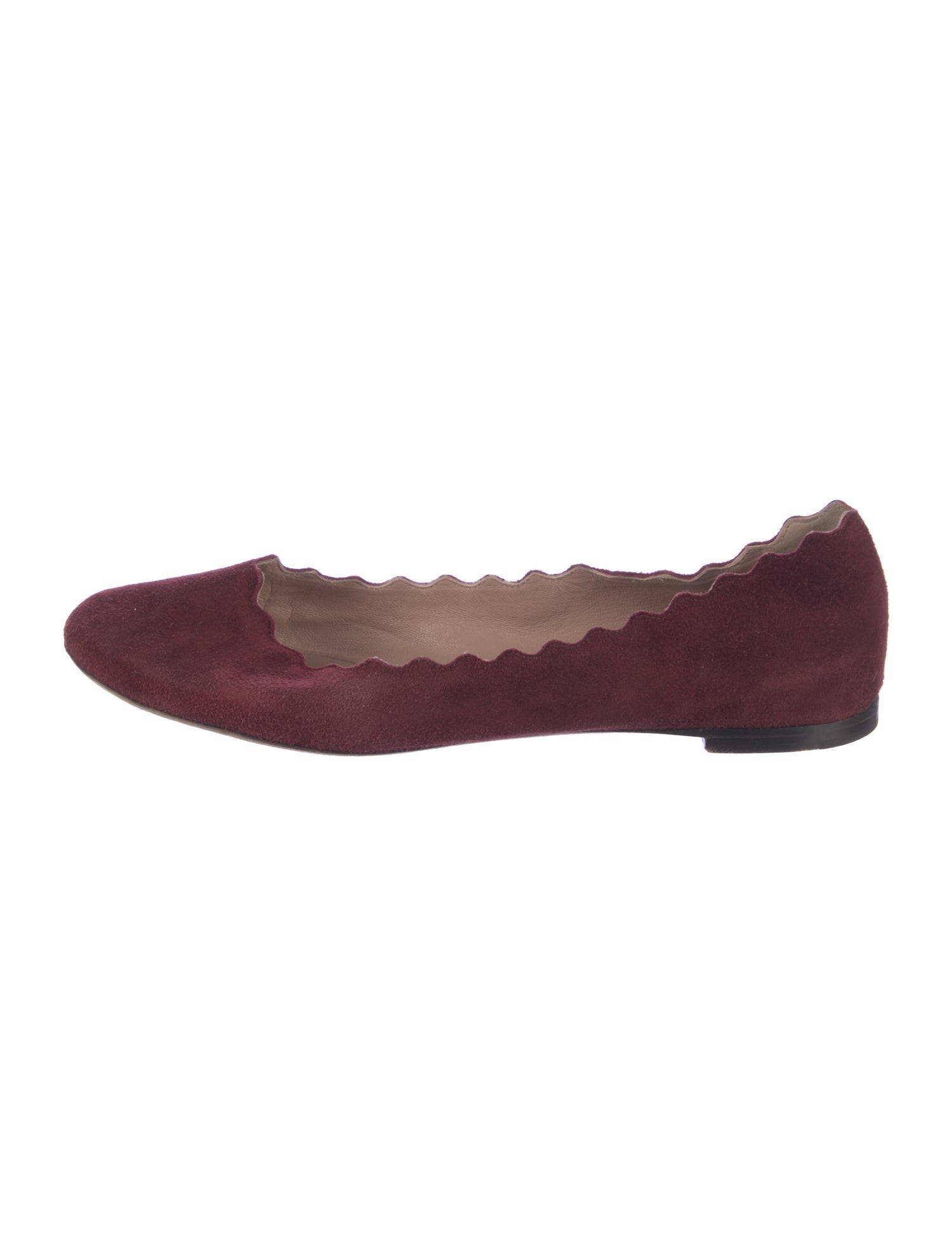 Chloé Suede Scalloped Accent Ballet Flats