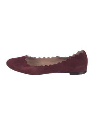 Chloé Flats Suede Scalloped Accent Ballet IT 39 | 9
