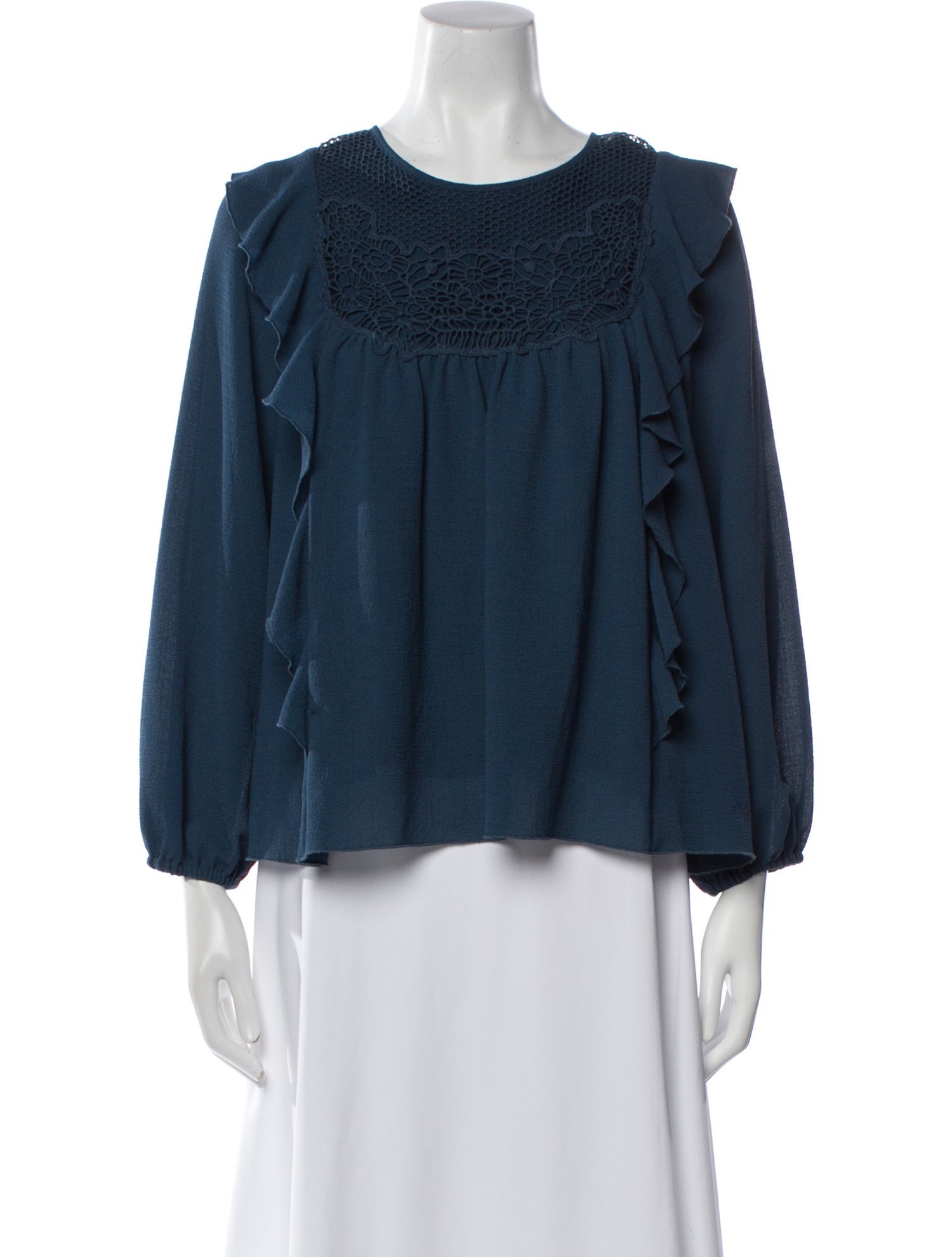 Chloé Crew Neck Three-Quarter Sleeve Blouse w/ Tags