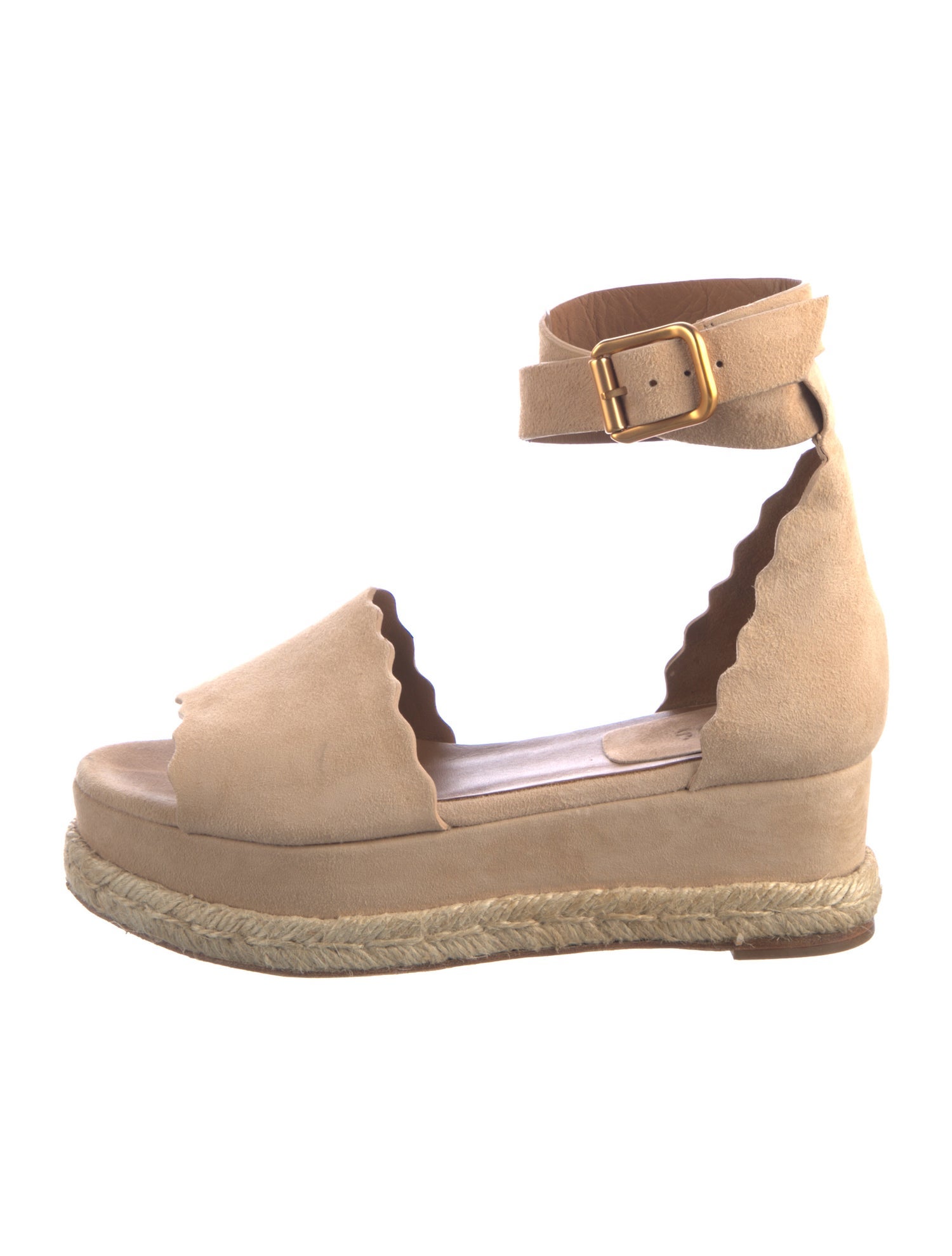 Chloé Scalloped Suede Espadrilles Suede Espadrilles