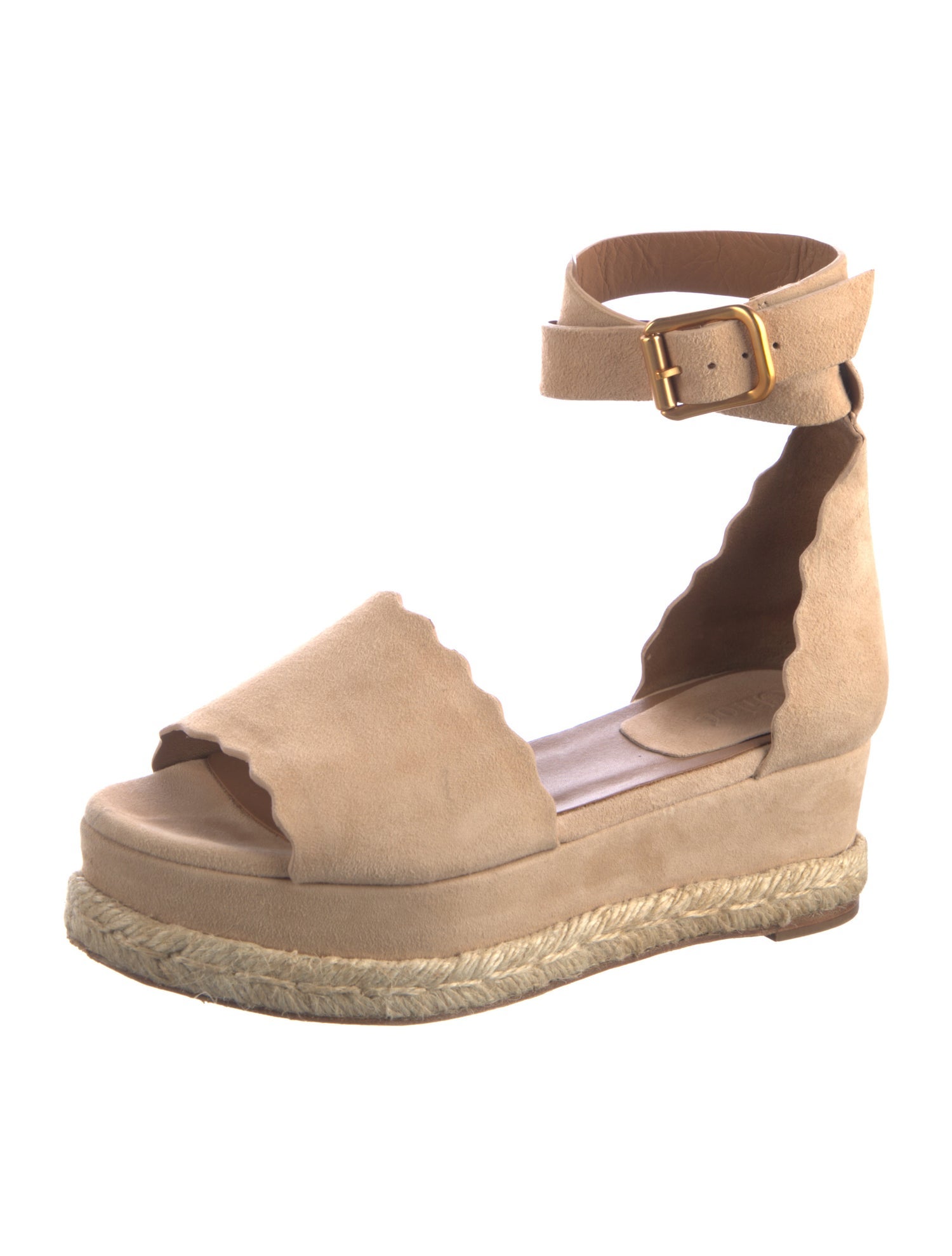 Chloé Scalloped Suede Espadrilles Suede Espadrilles