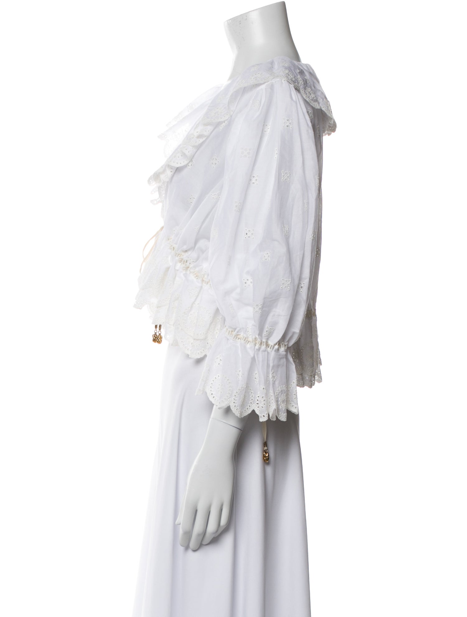 Chloé V-Neck Three-Quarter Sleeve Crop Top