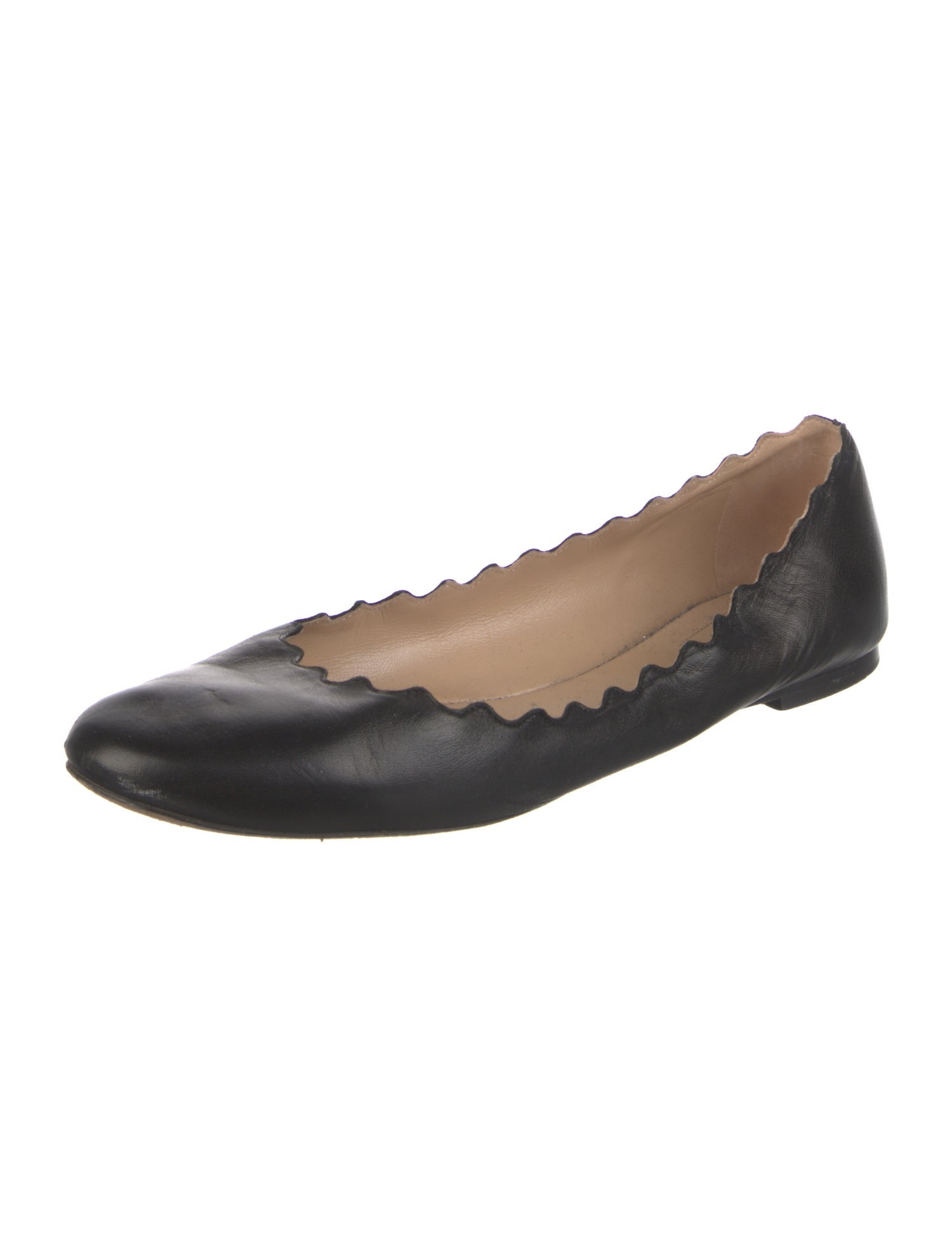 Chloé Leather Scalloped Accent Ballet Flats