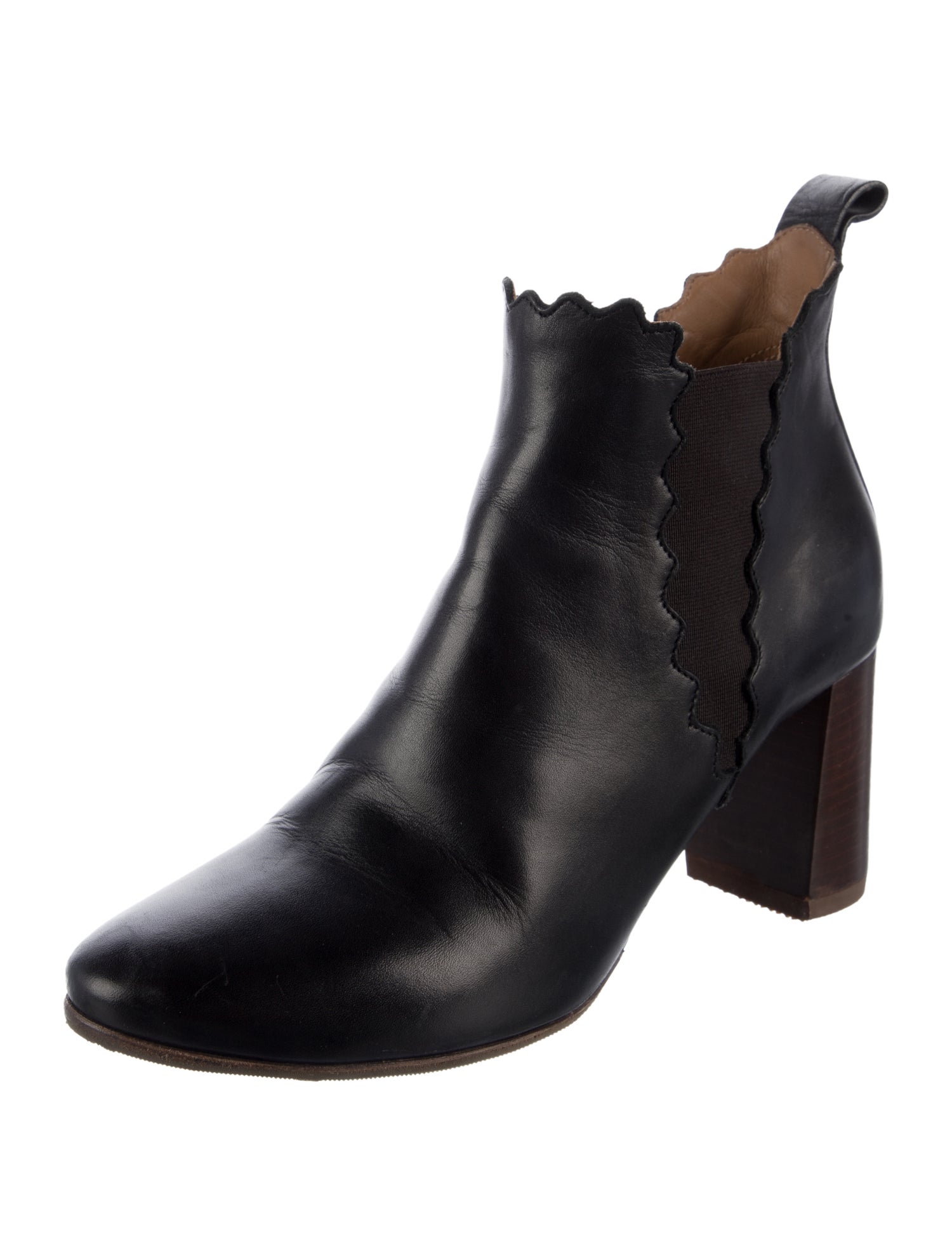 Chloé Leather Scalloped Accent Slingback Pumps