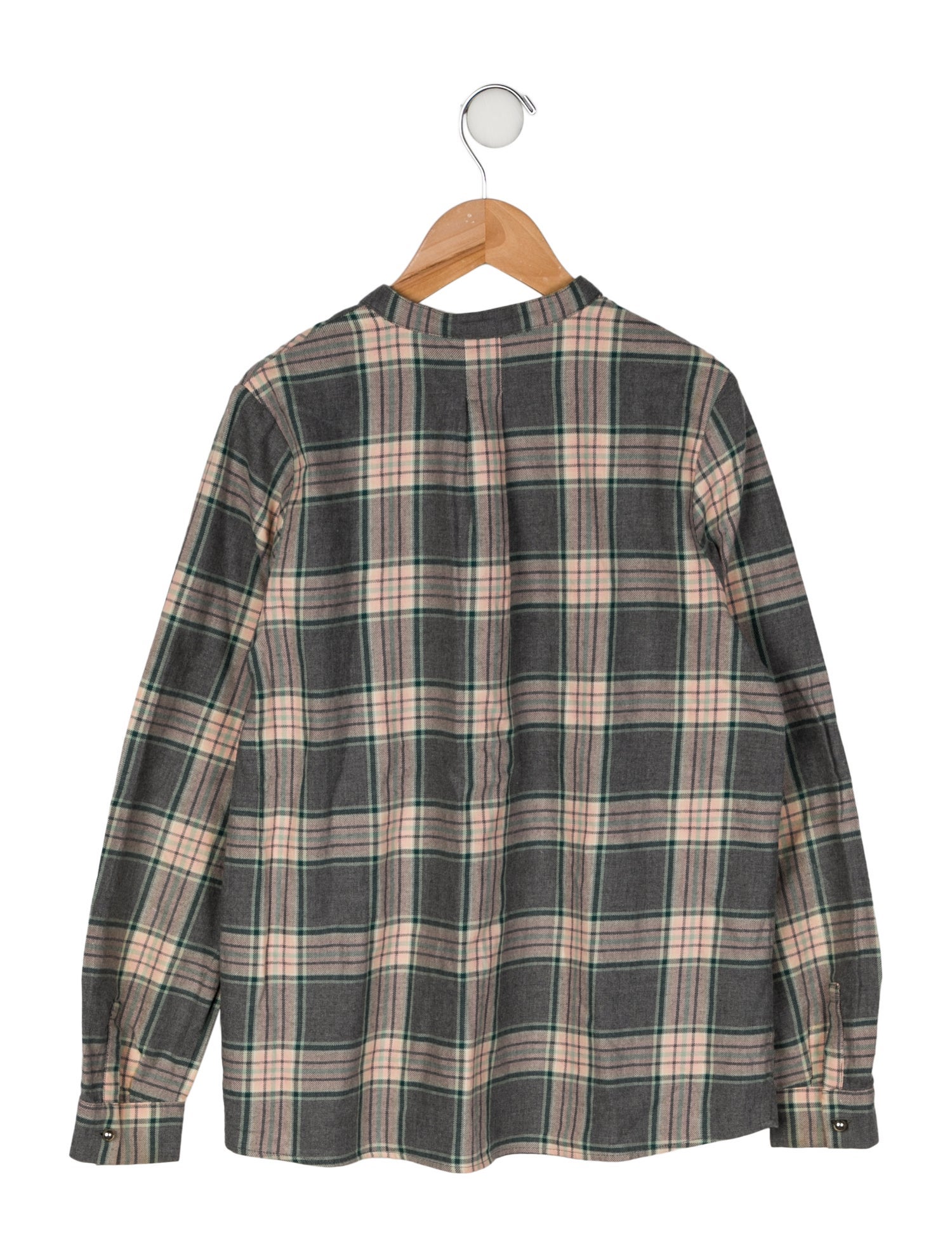 Chloé Girls' Plaid Printed Long Sleeve Top