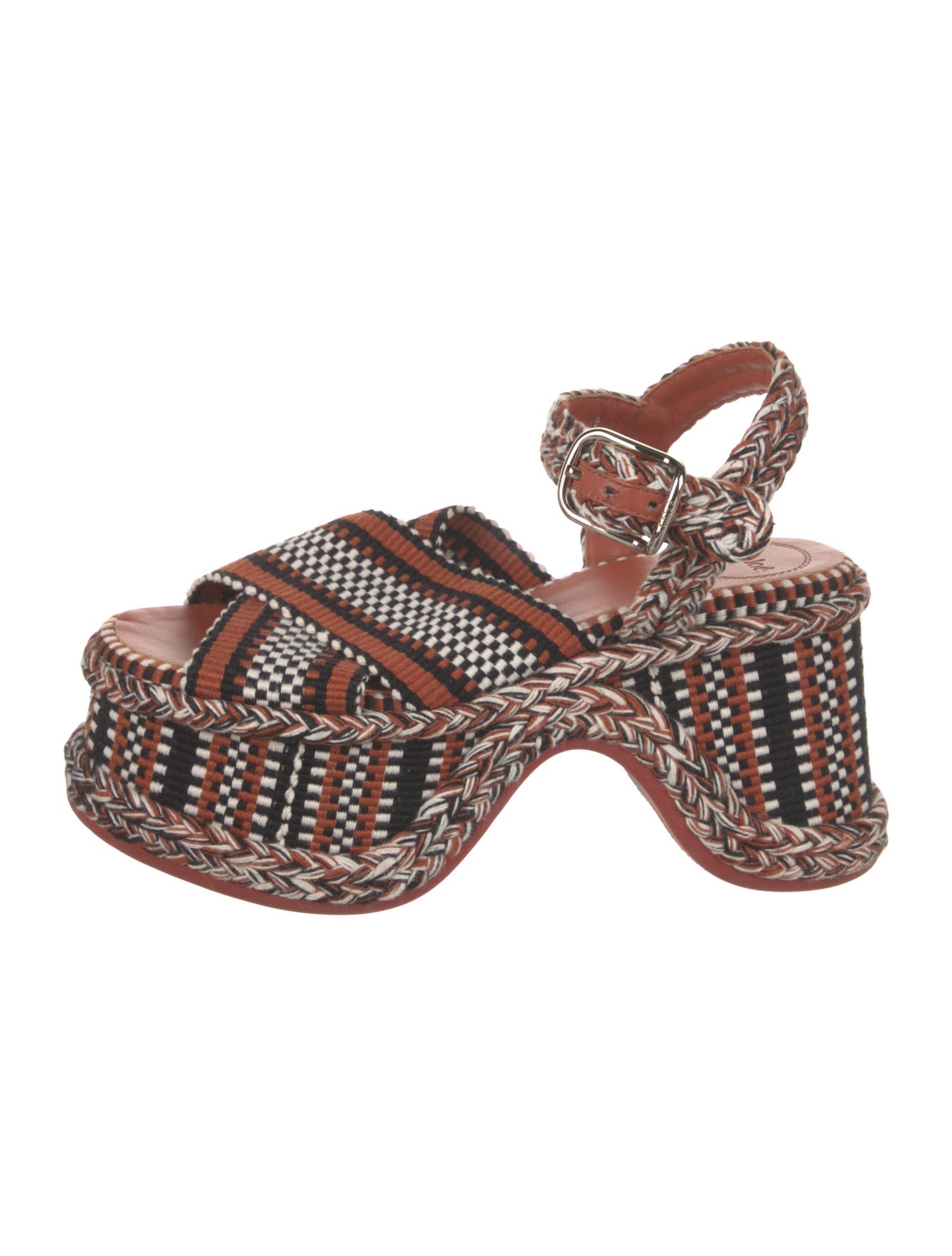 Chloé Patterned Braided Accents Slingback Sandals