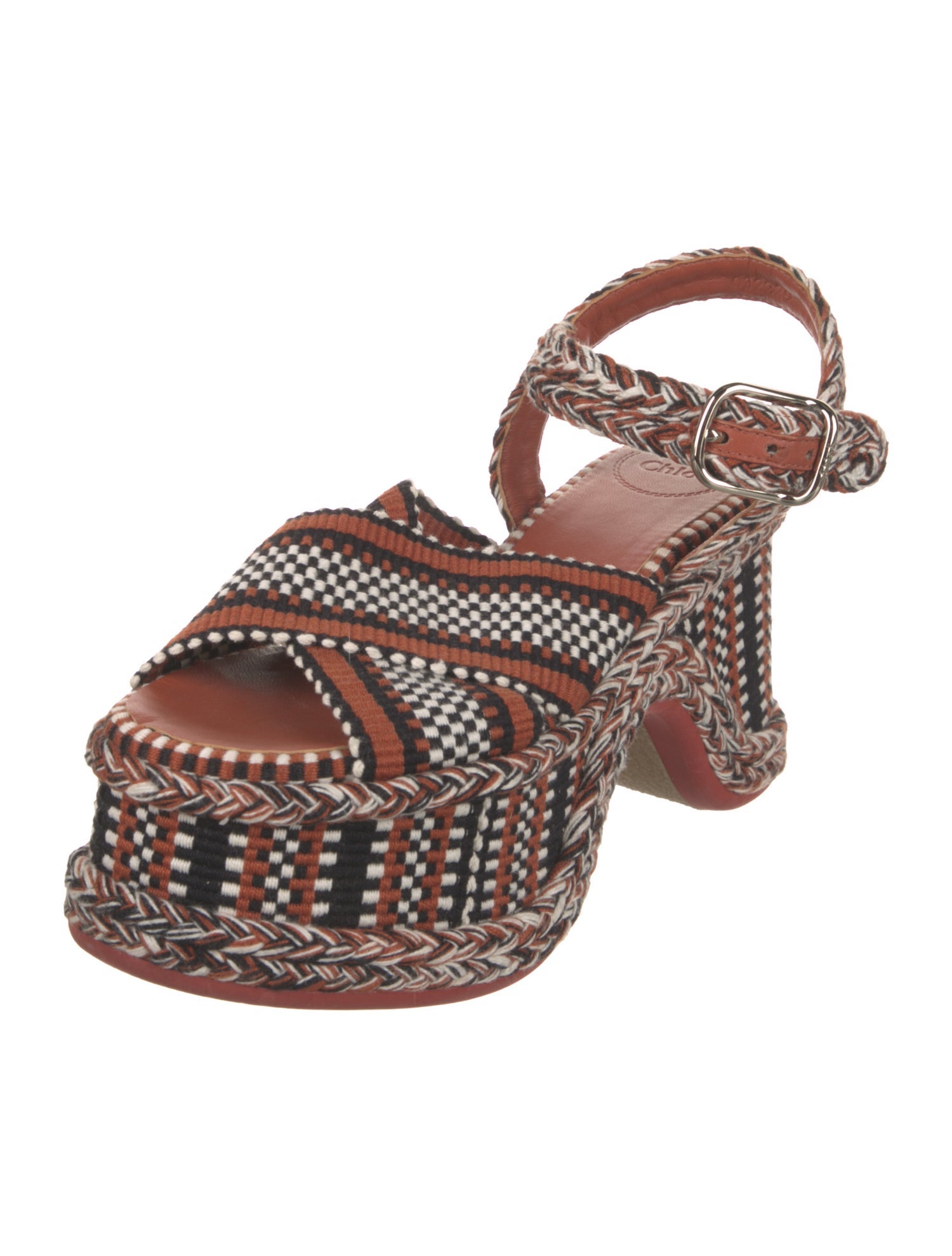 Chloé Patterned Braided Accents Slingback Sandals