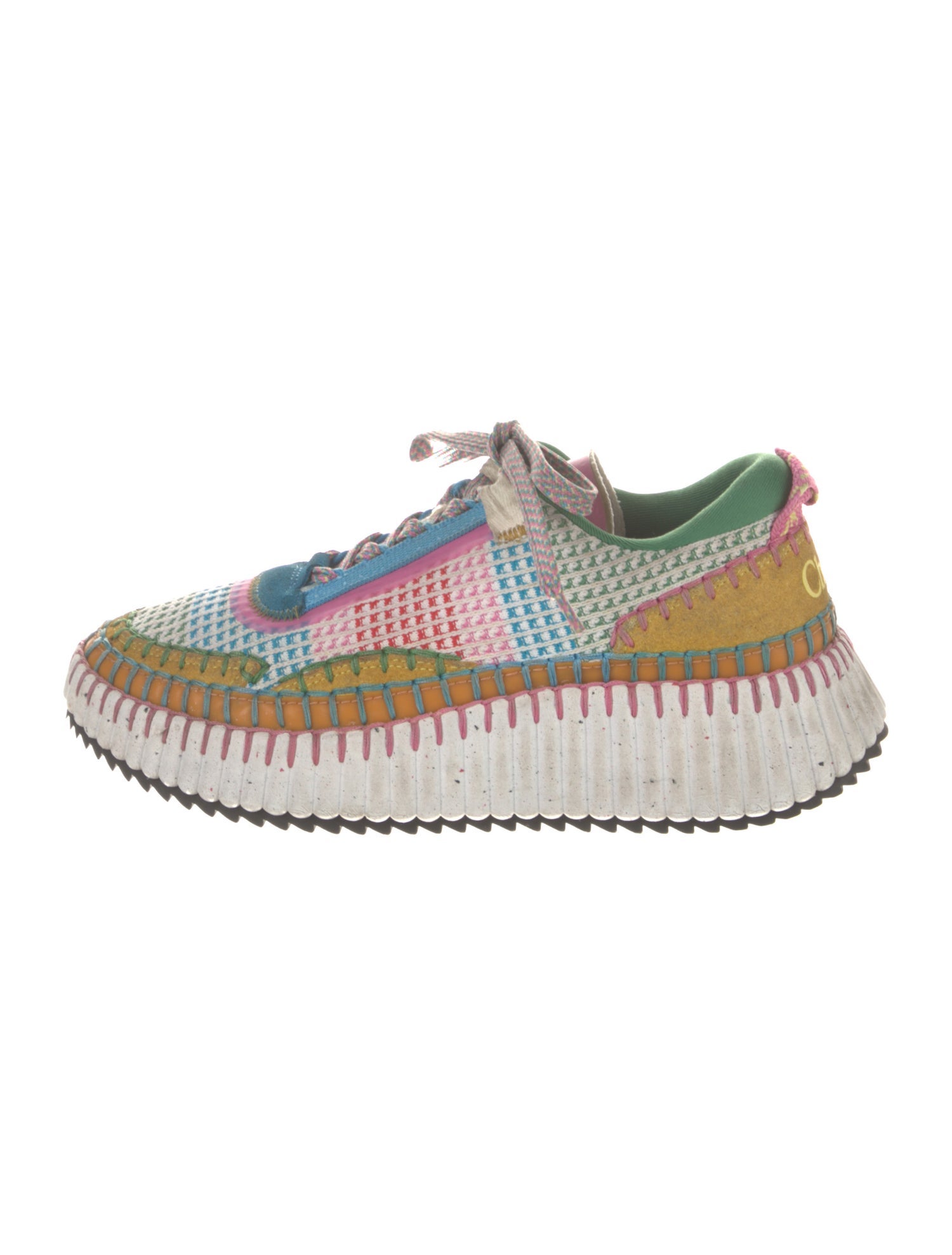 Chloé Colorblock Pattern Whipstitch Trim Sneakers
