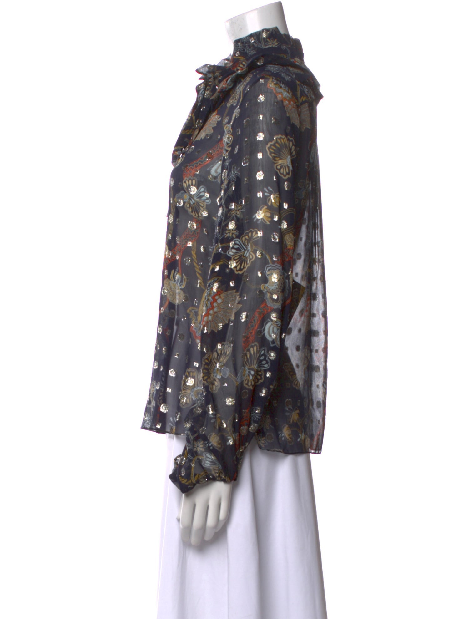 Chloé Silk Floral Print Button-Up Top