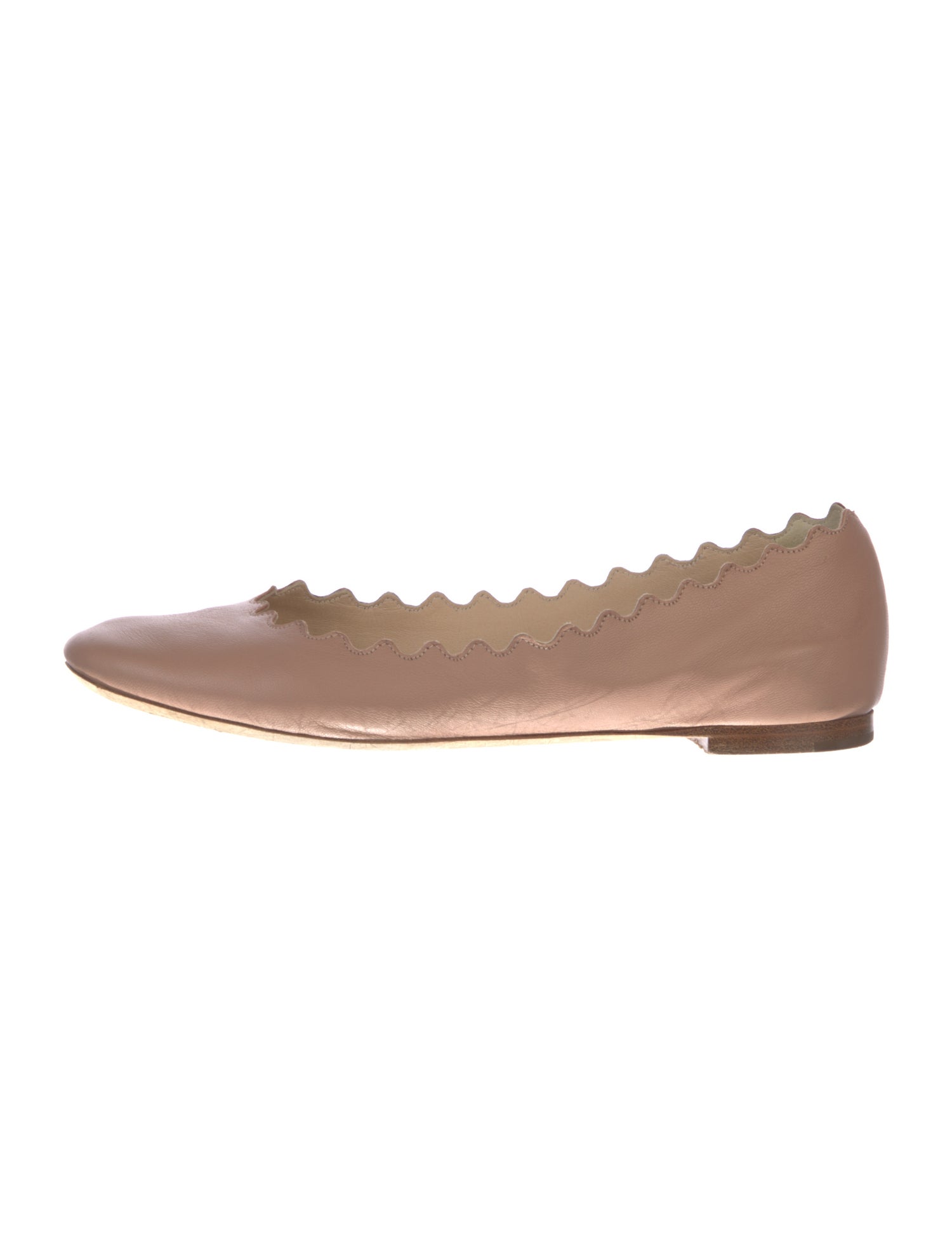 Chloé Leather Scalloped Accent Ballet Flats