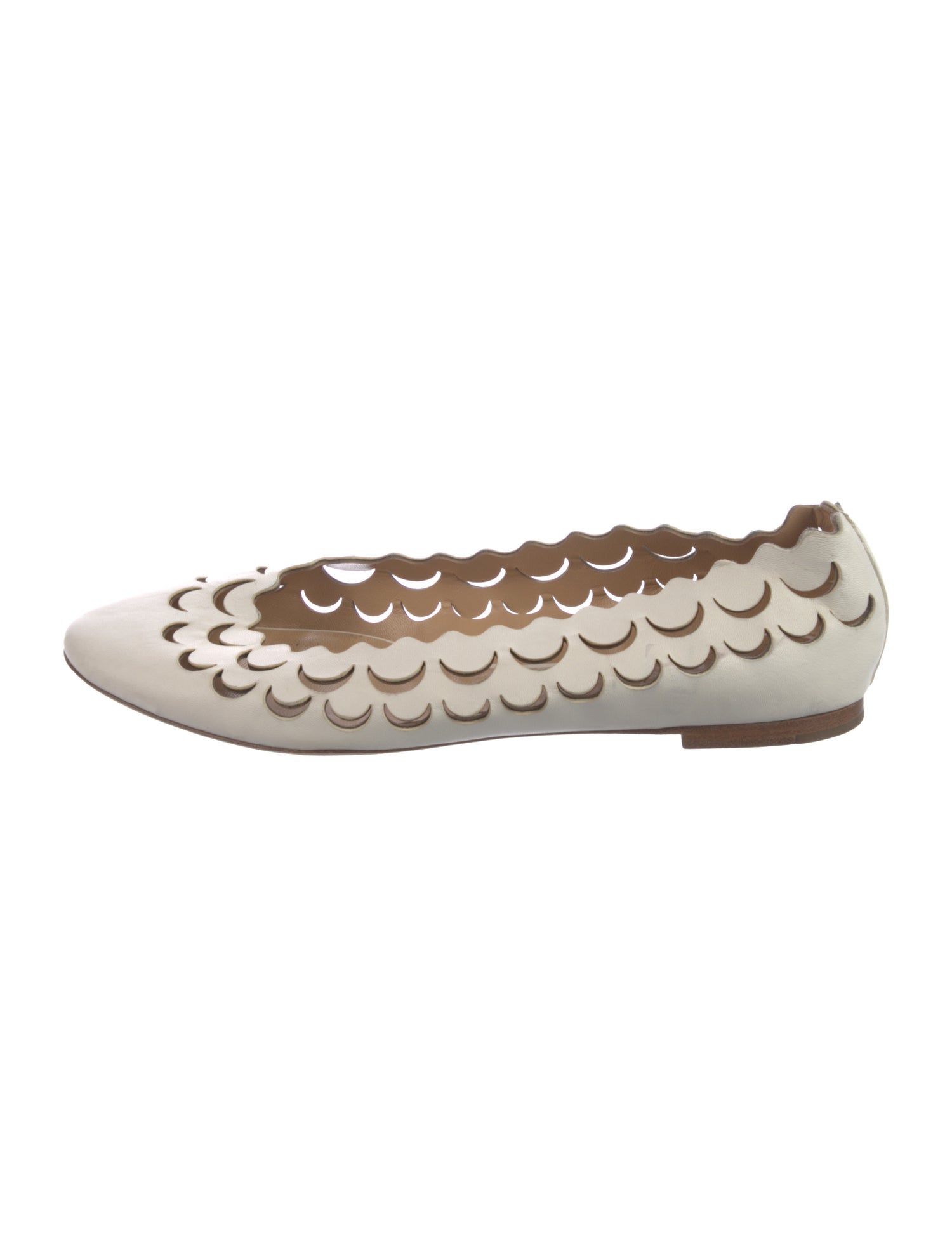 Chloé Leather Cutout Accent Ballet Flats