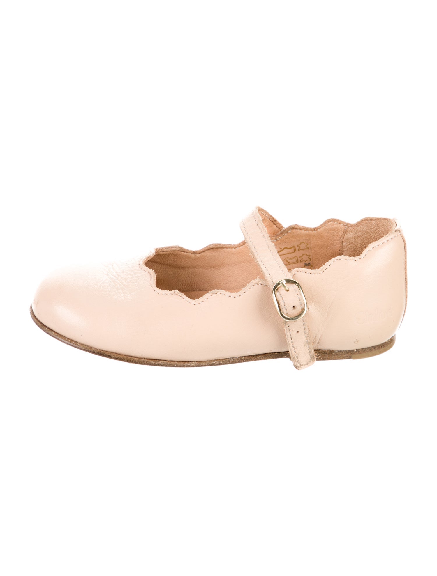 Chloé Kids Girls' Leather Scalloped Buckle Ballerina Flats