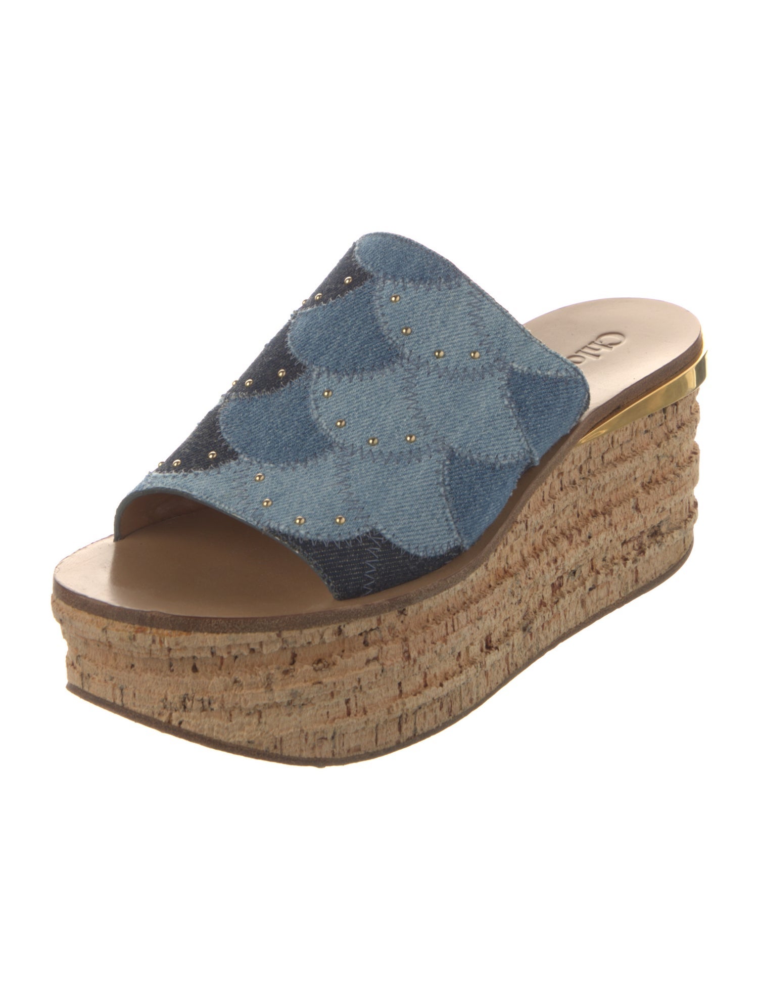 Chloé Denim Printed Slides