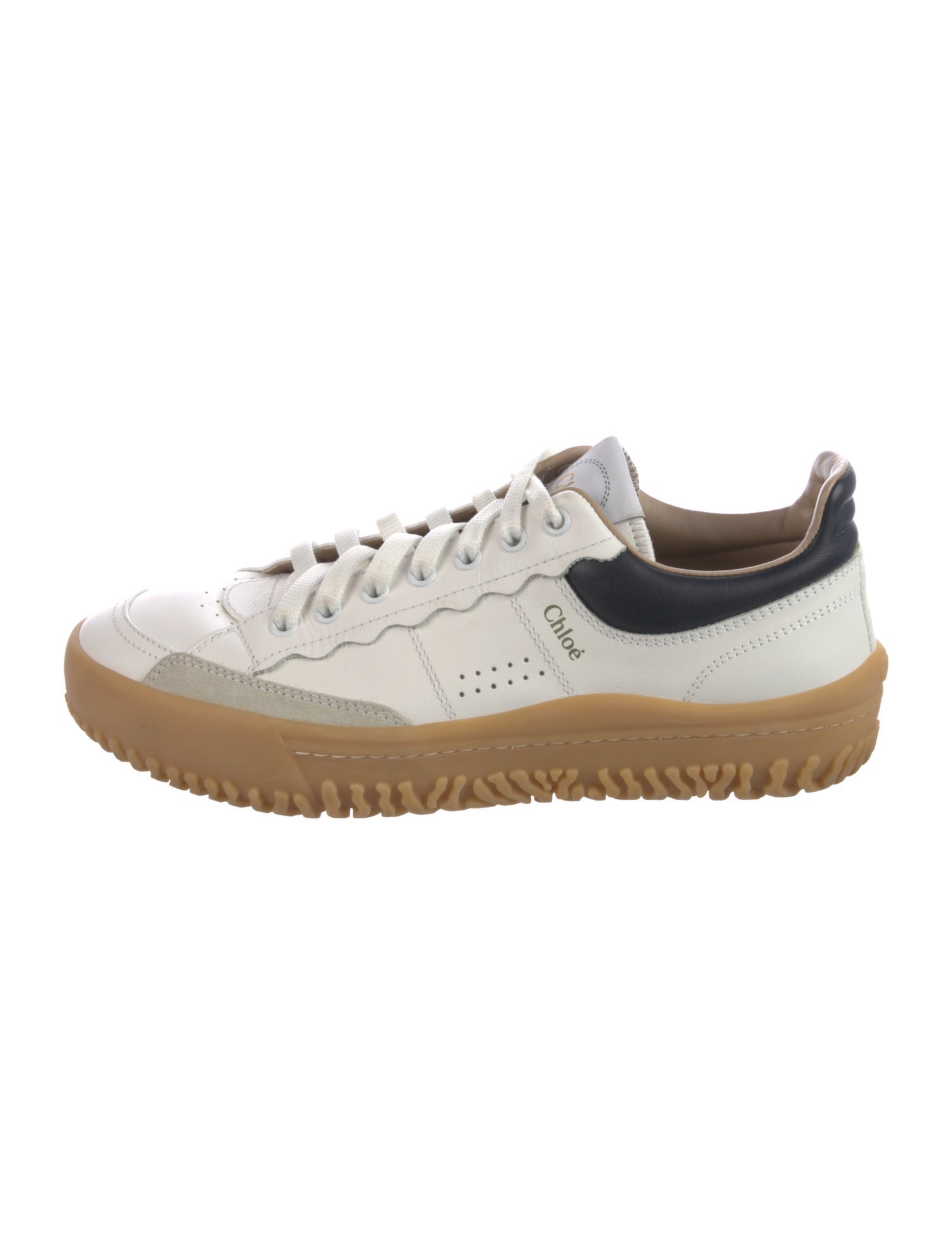 Chloé Leather Scalloped Accent Sneakers