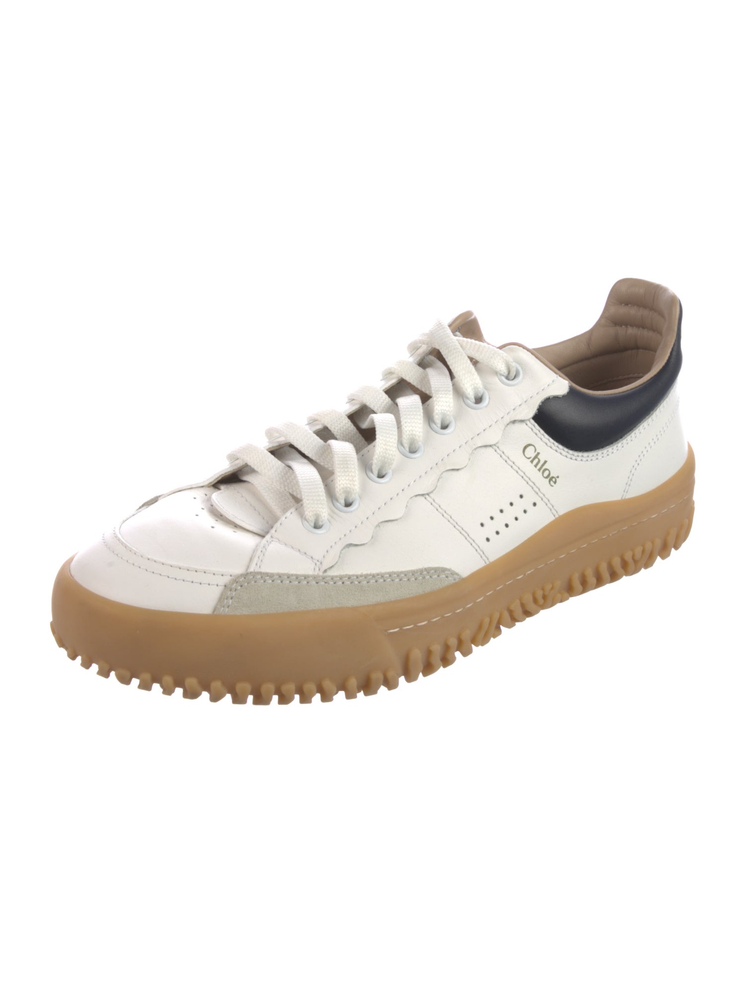 Chloé Leather Scalloped Accent Sneakers