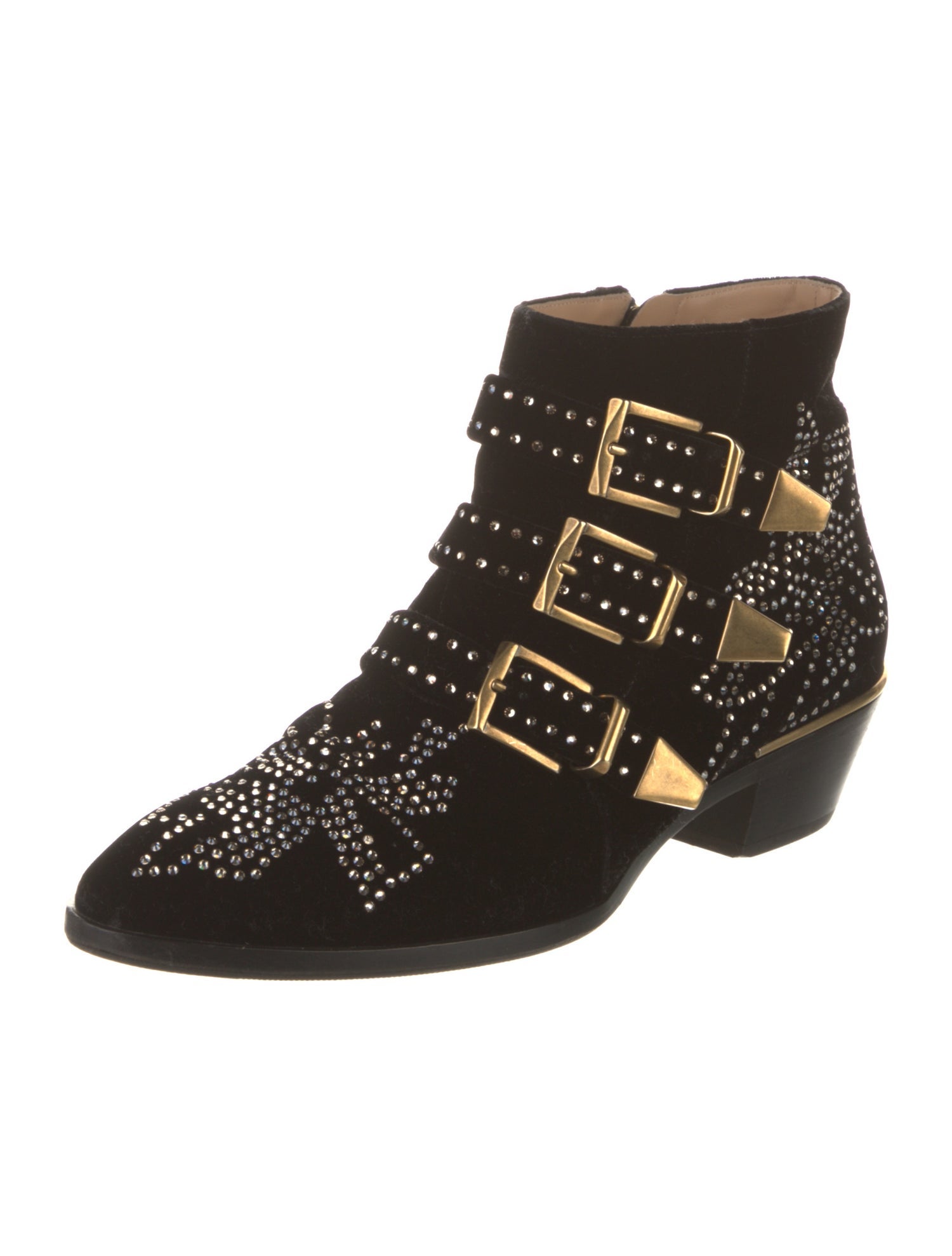Chloé Velvet Animal Print Lace-Up Boots