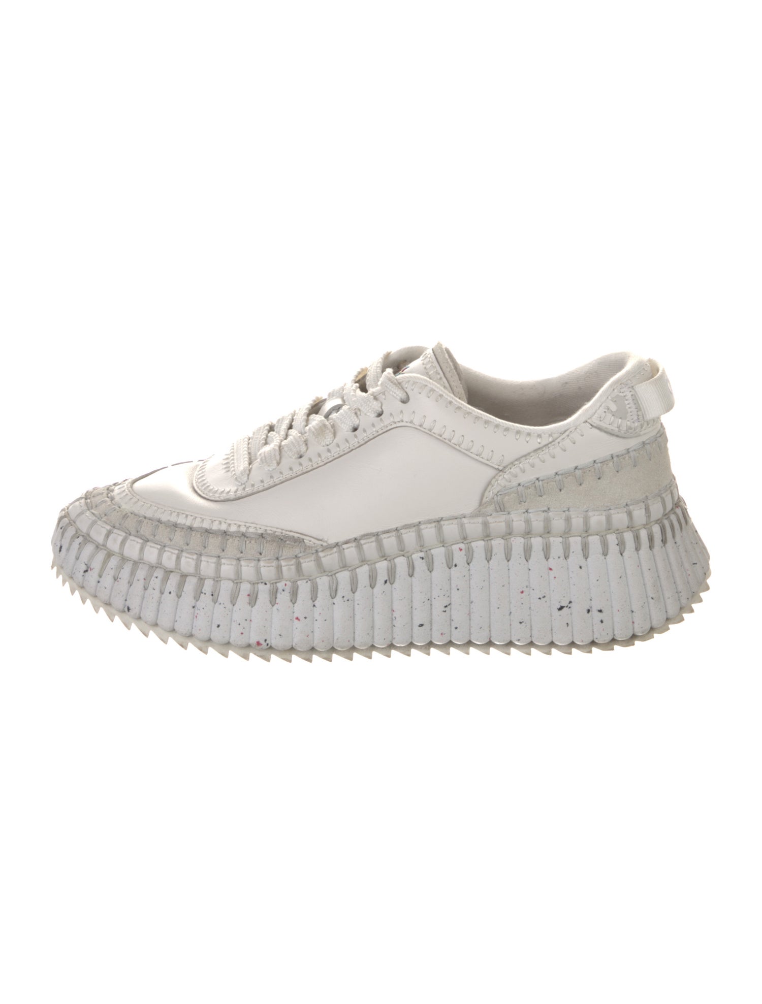 Chloé Leather Whipstitch Trim Sneakers