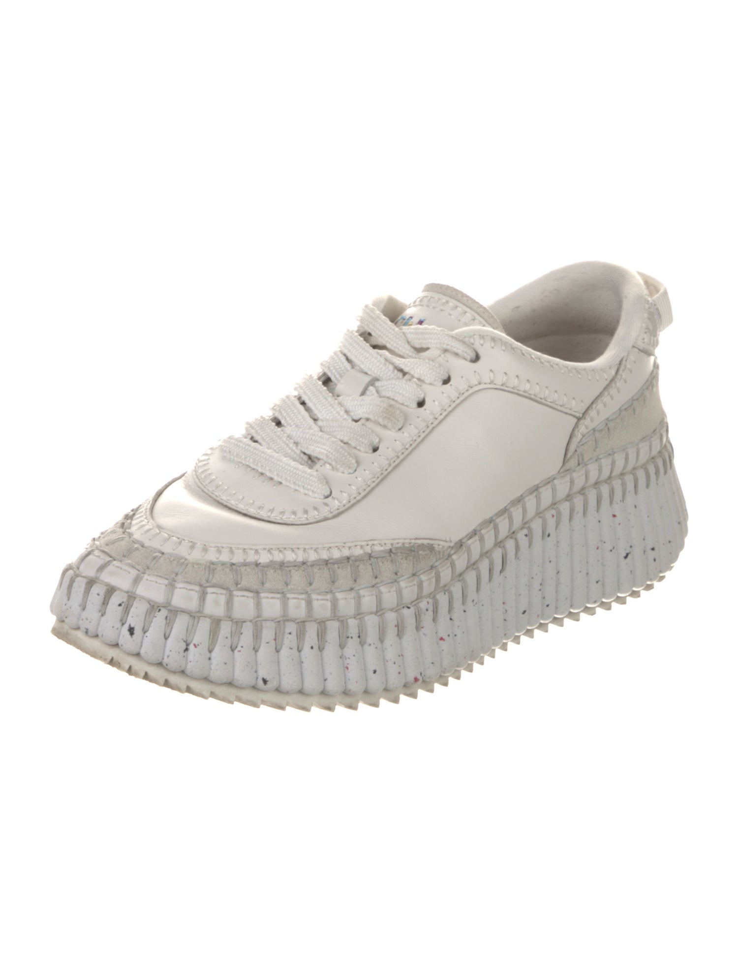 Chloé Leather Whipstitch Trim Sneakers