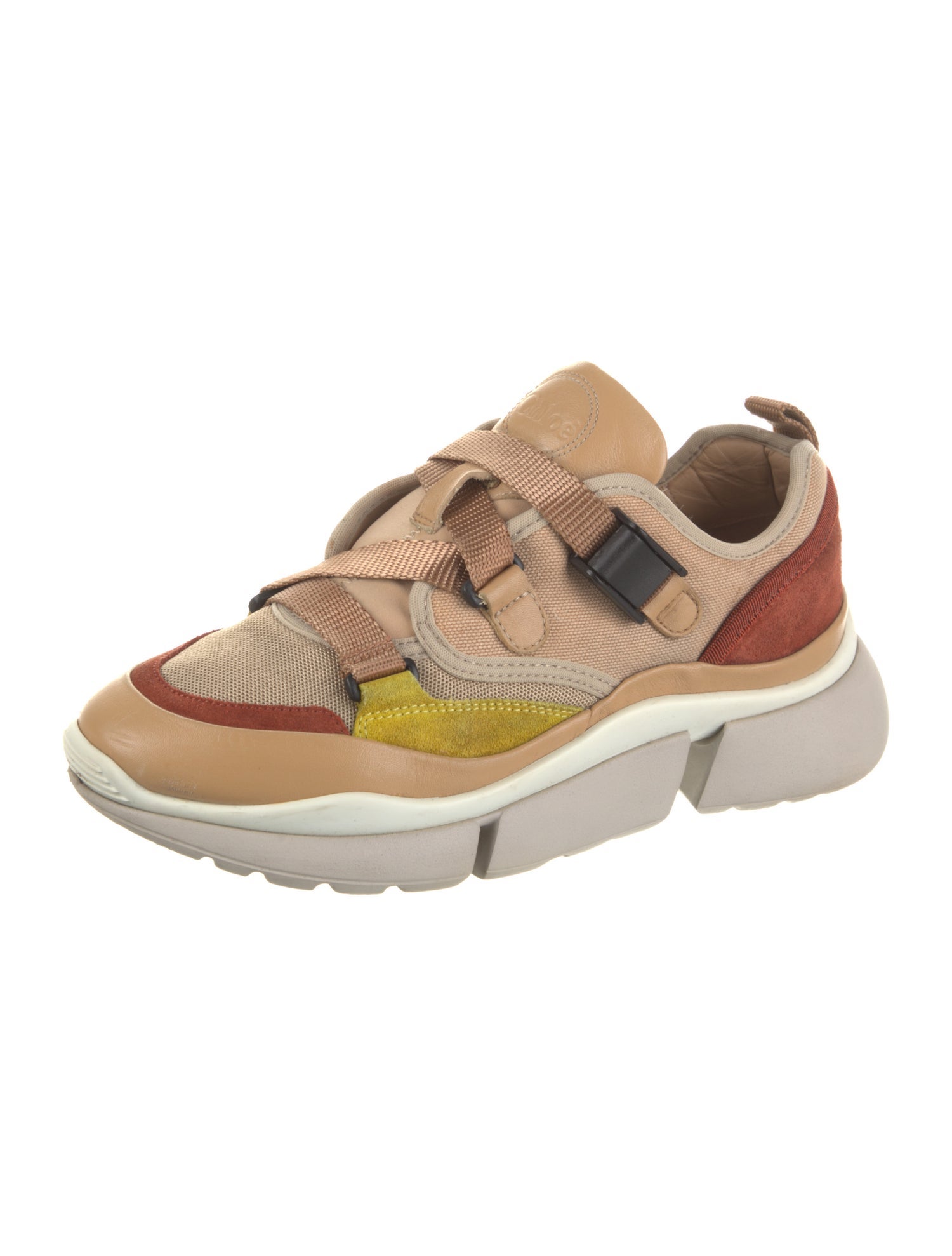 Chloé Suede Colorblock Pattern Chunky Sneakers