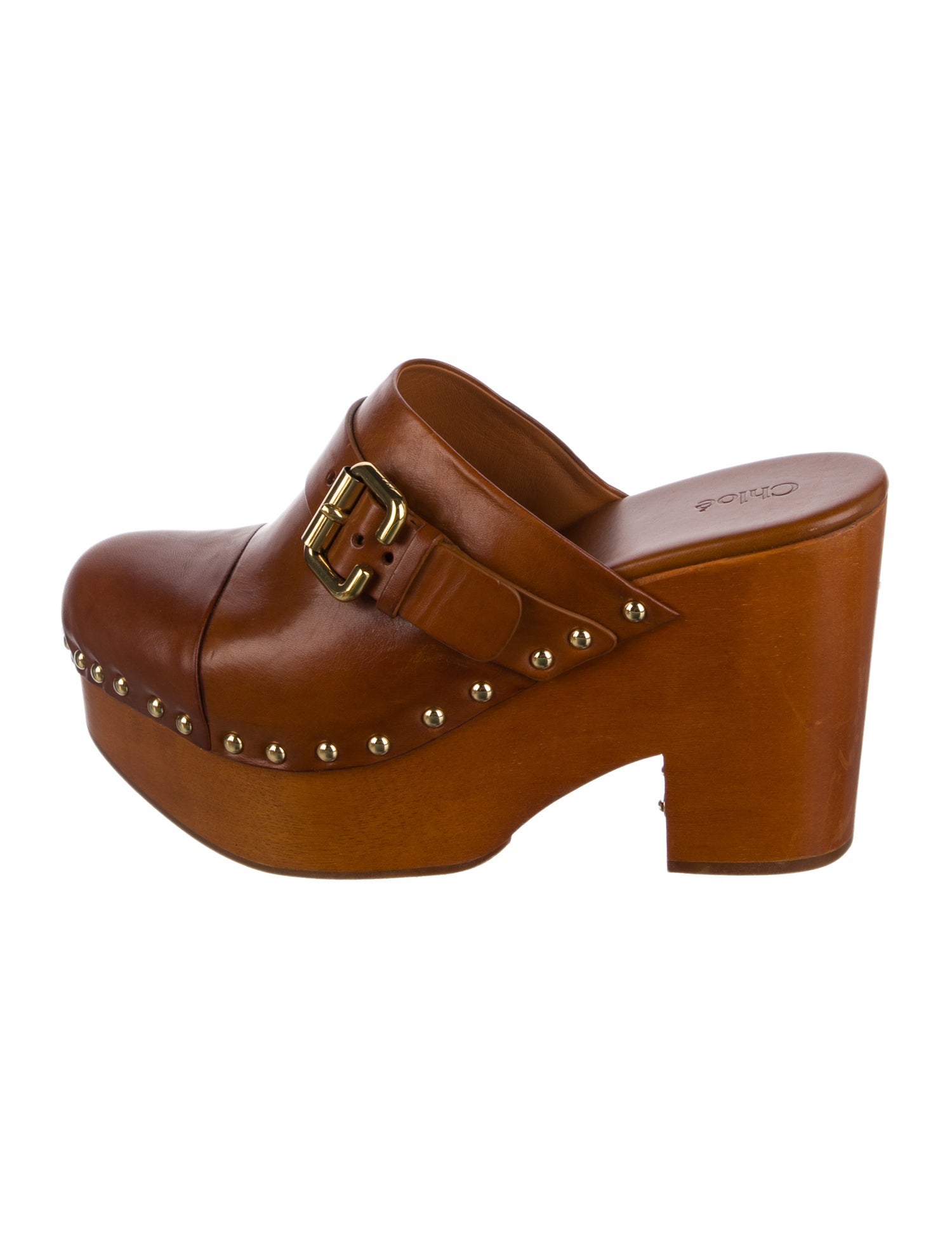 Chloé Leather Studded Accents Mules