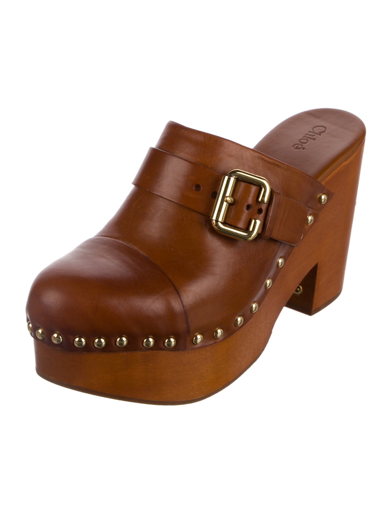 Chloé Leather Studded Accents Mules