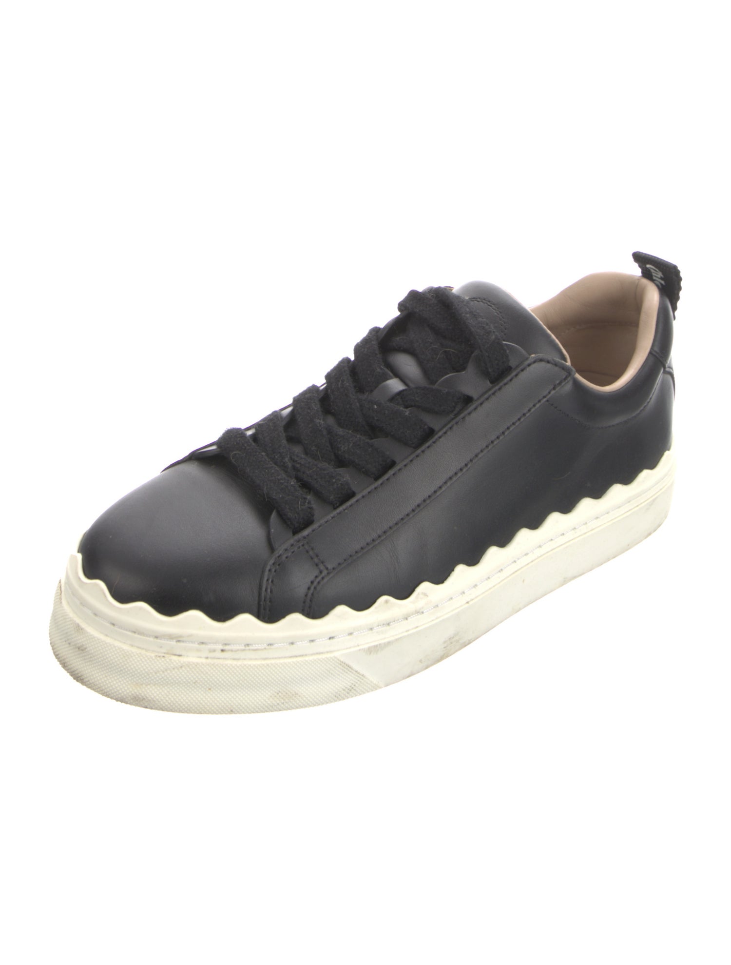 Chloé Leather Scalloped Accent Sneakers