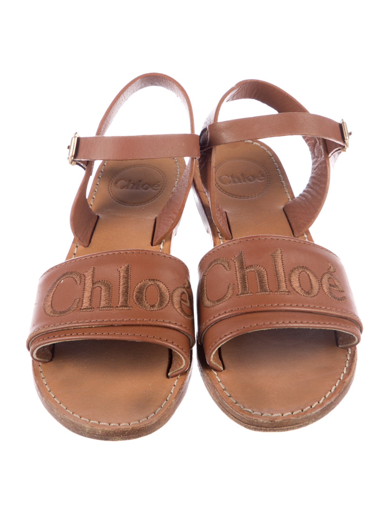 Chloé Girls' Embroidered Leather Sandals