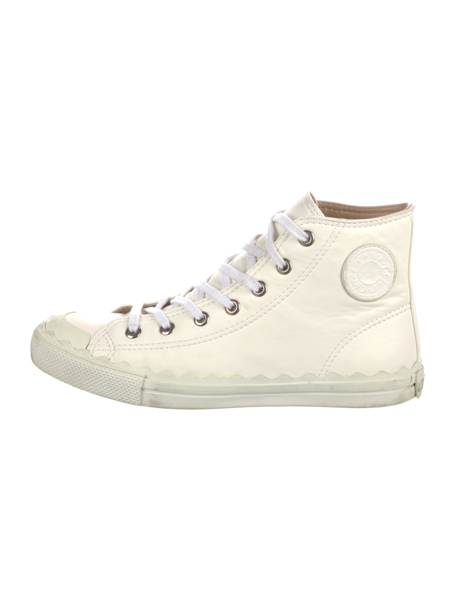 Chloé Leather Scalloped Accent Sneakers