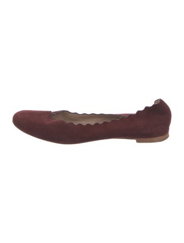 Chloé Flats Suede Scalloped Accent Ballet IT 35 | 5