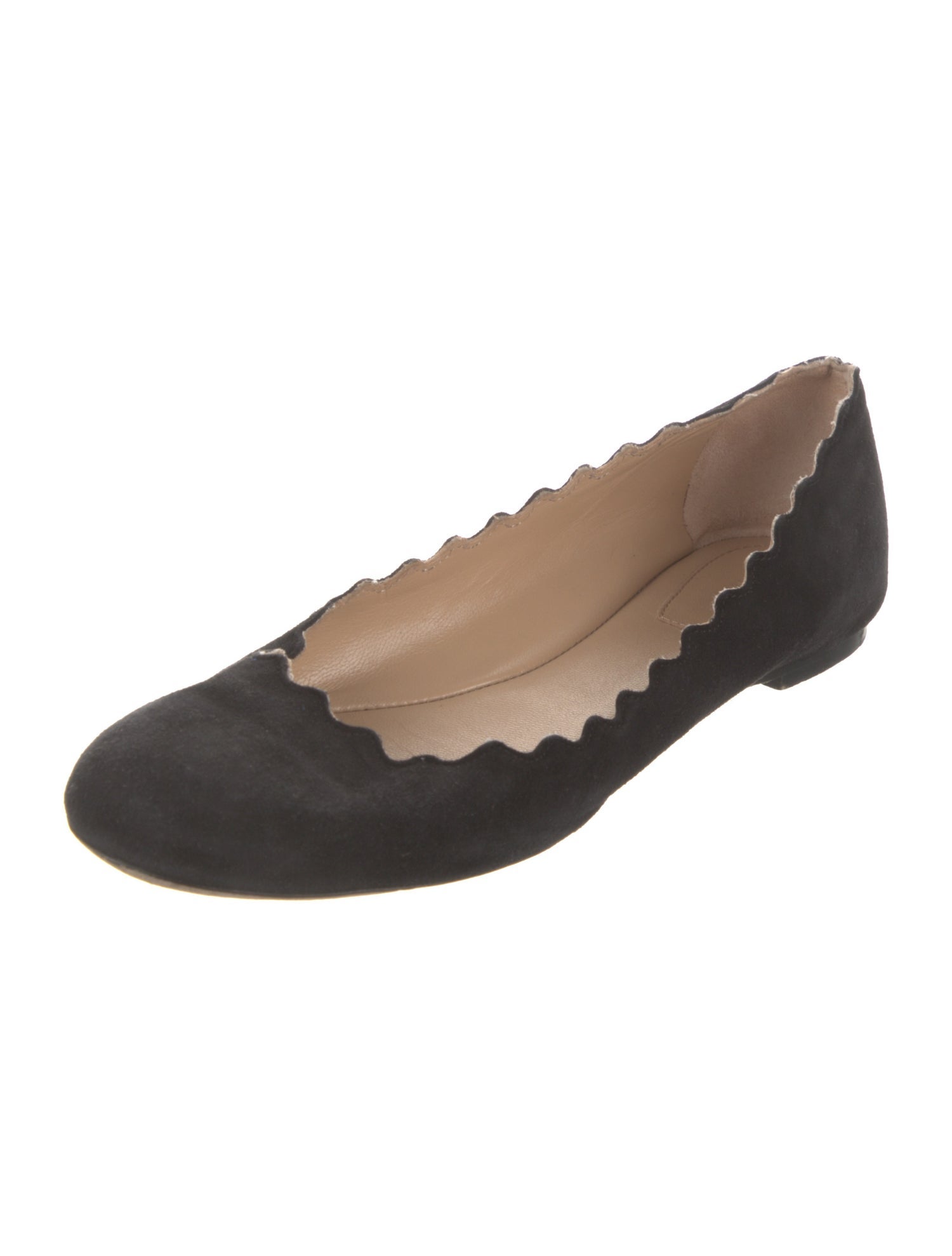 Chloé Suede Scalloped Accent Ballet Flats