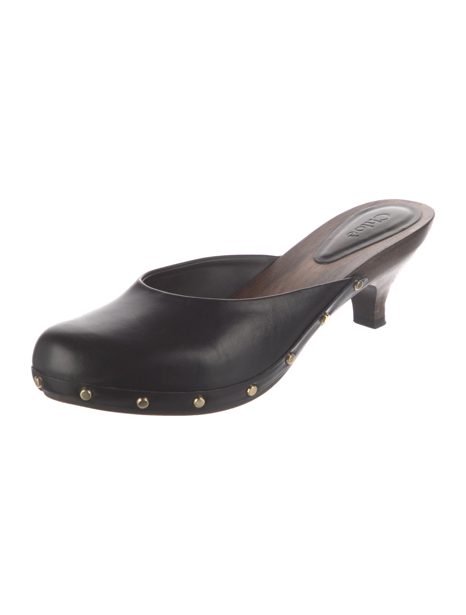 Chloé Leather Studded Accents Mules